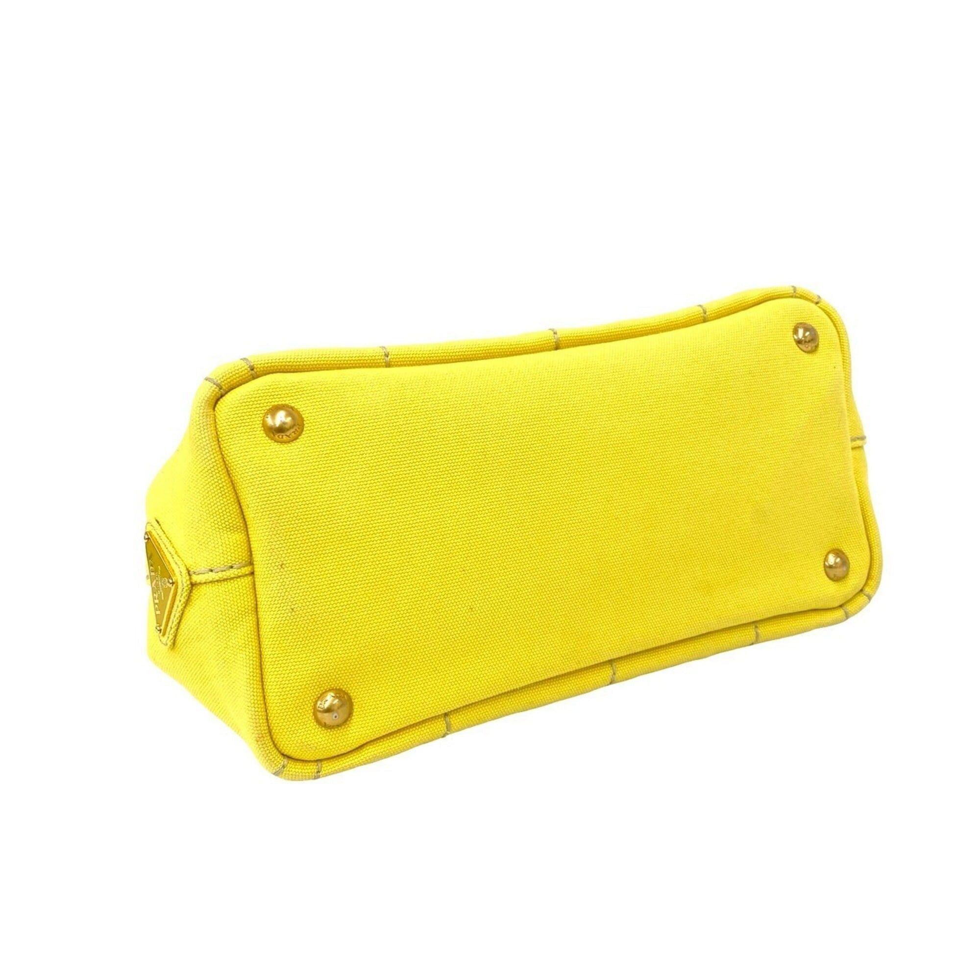 Prada PRADA Canapa 2-way Logo Canvas Shoulder Bag/Handbag/Mini Tote Bag, Yellow, 47951 Size ONE SIZE - 7 Thumbnail
