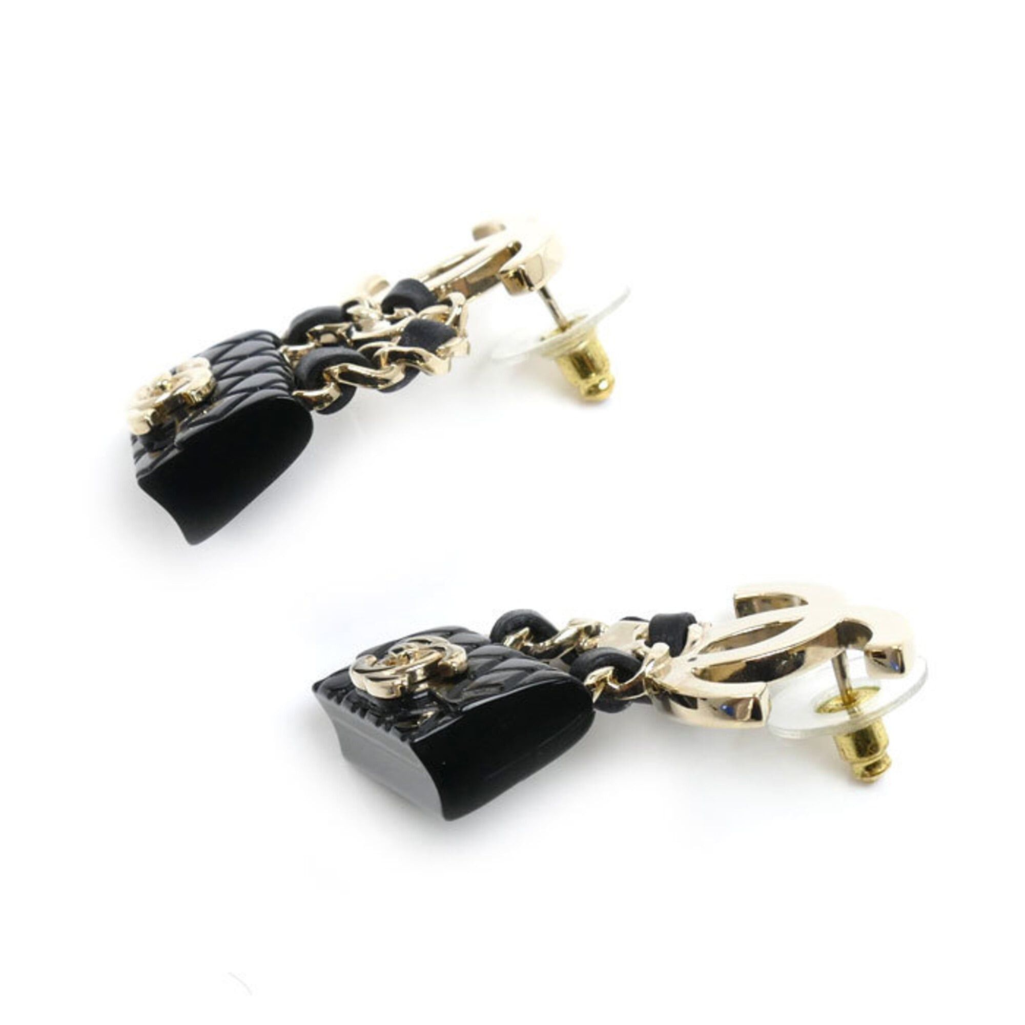 Chanel CHANEL GP Leather Coco Mark Bag Motif Earrings ABA008 16.5g Women's Size ONE SIZE - 3 Thumbnail