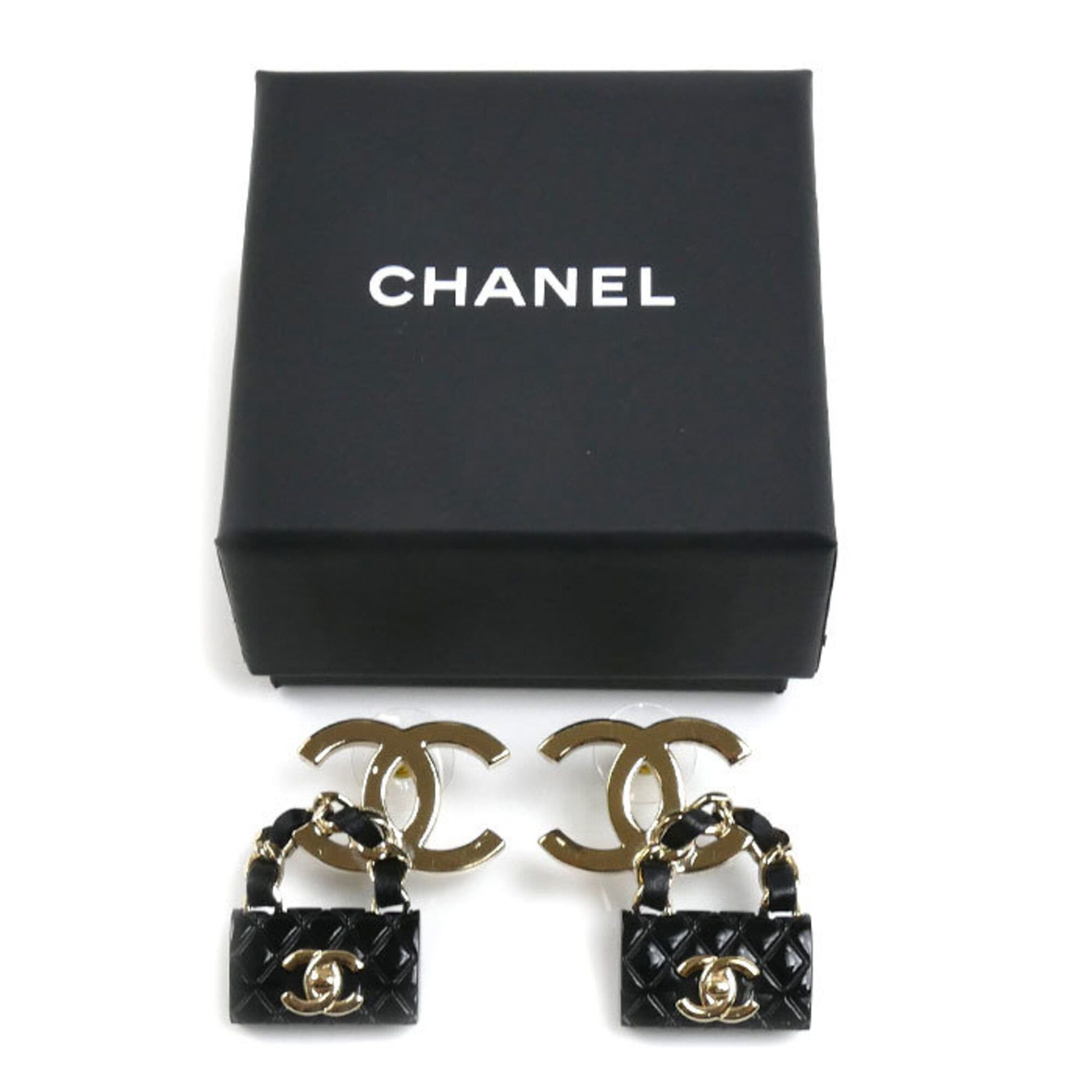 Chanel CHANEL GP Leather Coco Mark Bag Motif Earrings ABA008 16.5g Women's Size ONE SIZE - 5 Thumbnail