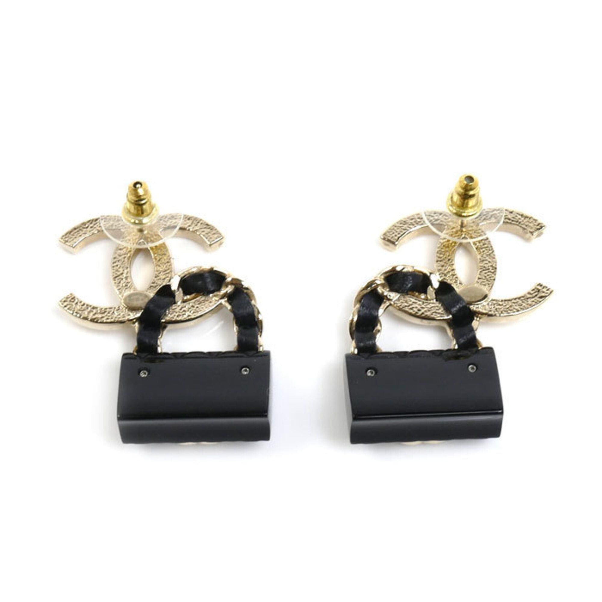 Chanel CHANEL GP Leather Coco Mark Bag Motif Earrings ABA008 16.5g Women's Size ONE SIZE - 2 Thumbnail