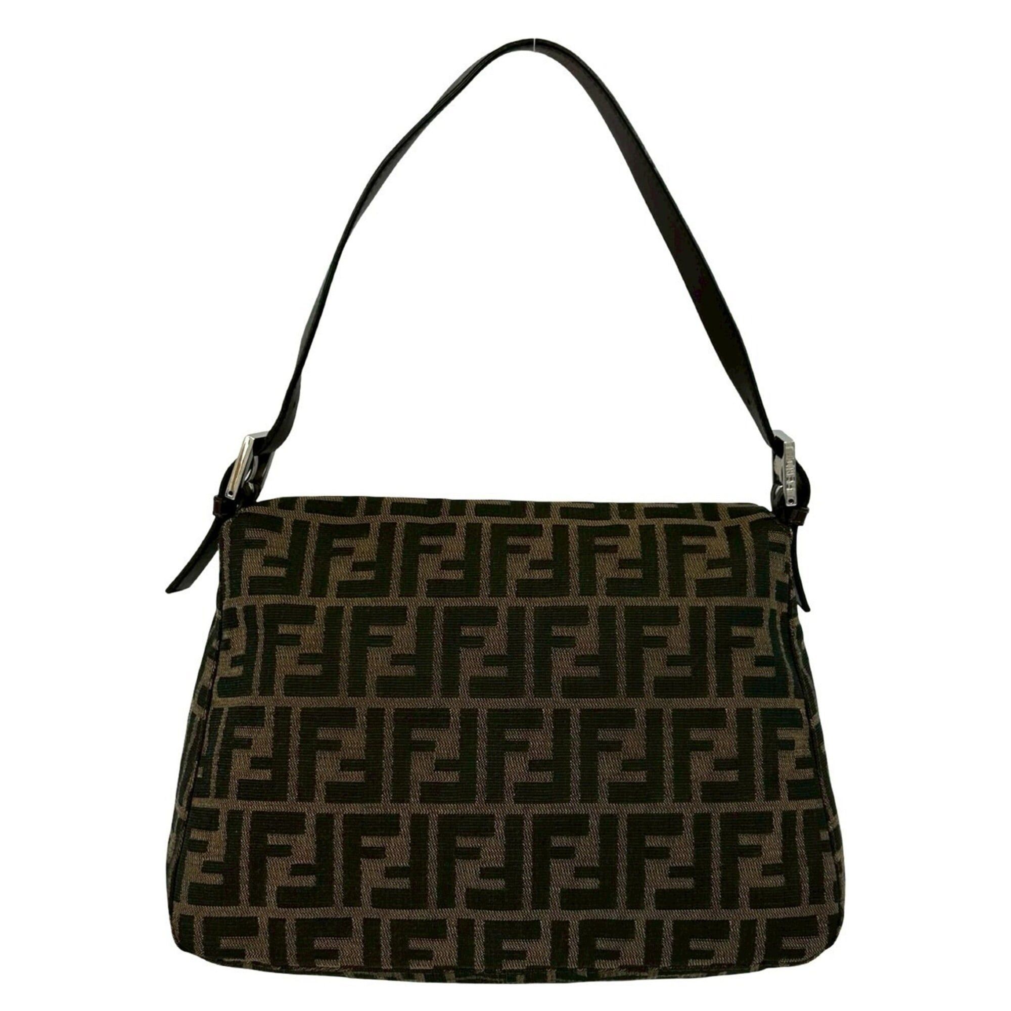 Fendi FENDI Mamma Bucket Zucca FF Logo Pattern Canvas Leather Semi-Shoulder Bag Handbag Brown 27981 Size ONE SIZE - 3 Thumbnail