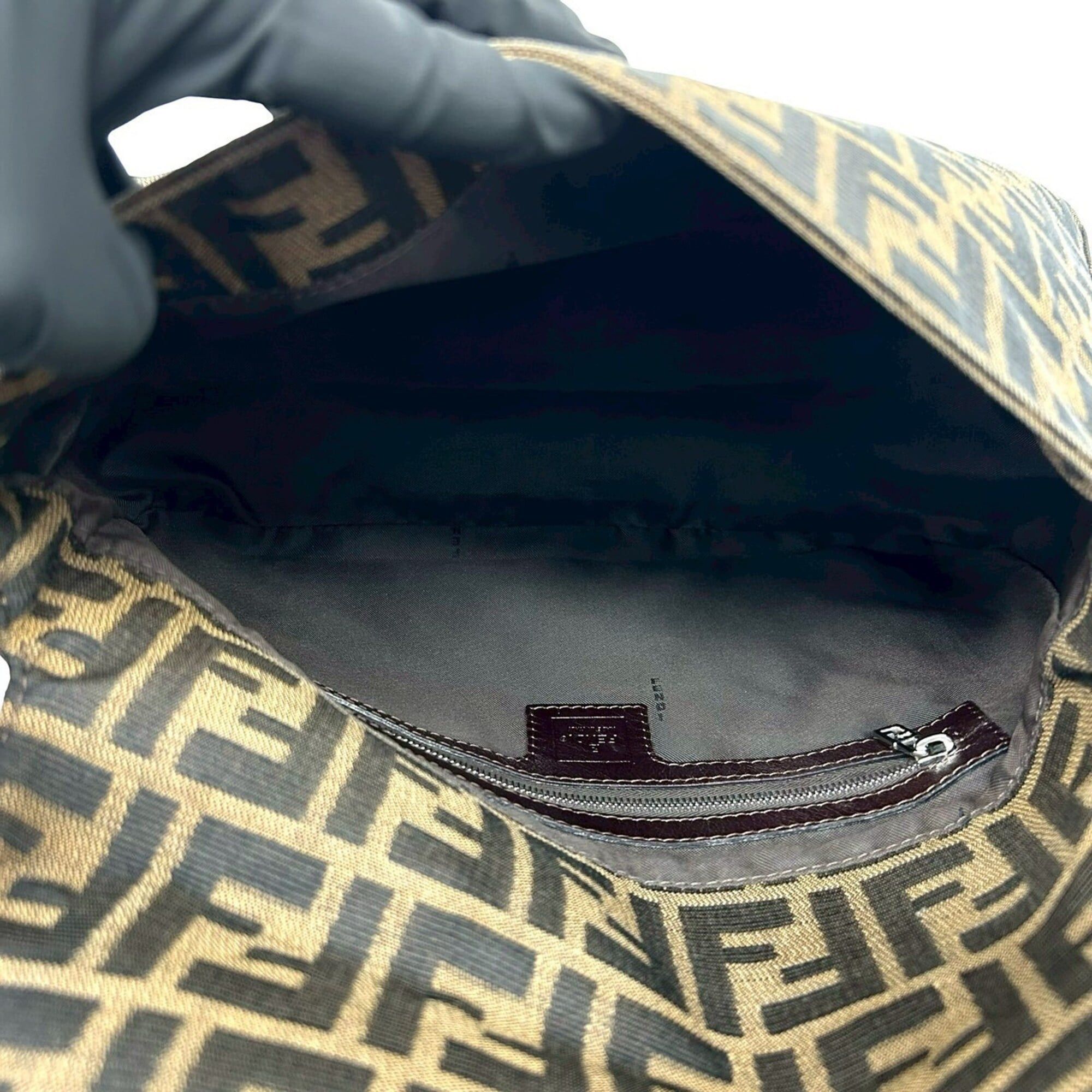 Fendi FENDI Mamma Bucket Zucca FF Logo Pattern Canvas Leather Semi-Shoulder Bag Handbag Brown 27981 Size ONE SIZE - 9 Thumbnail