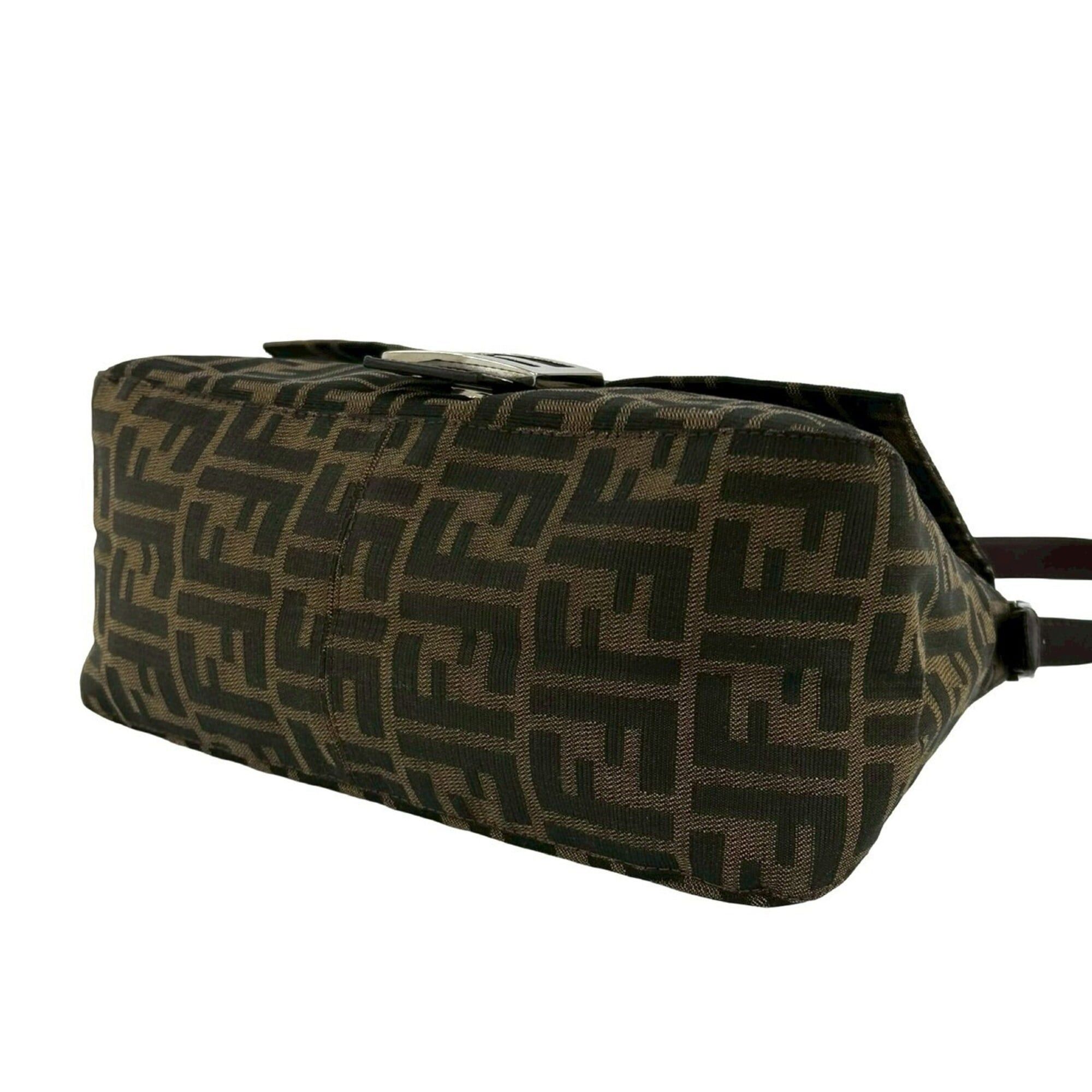 Fendi FENDI Mamma Bucket Zucca FF Logo Pattern Canvas Leather Semi-Shoulder Bag Handbag Brown 27981 Size ONE SIZE - 8 Thumbnail