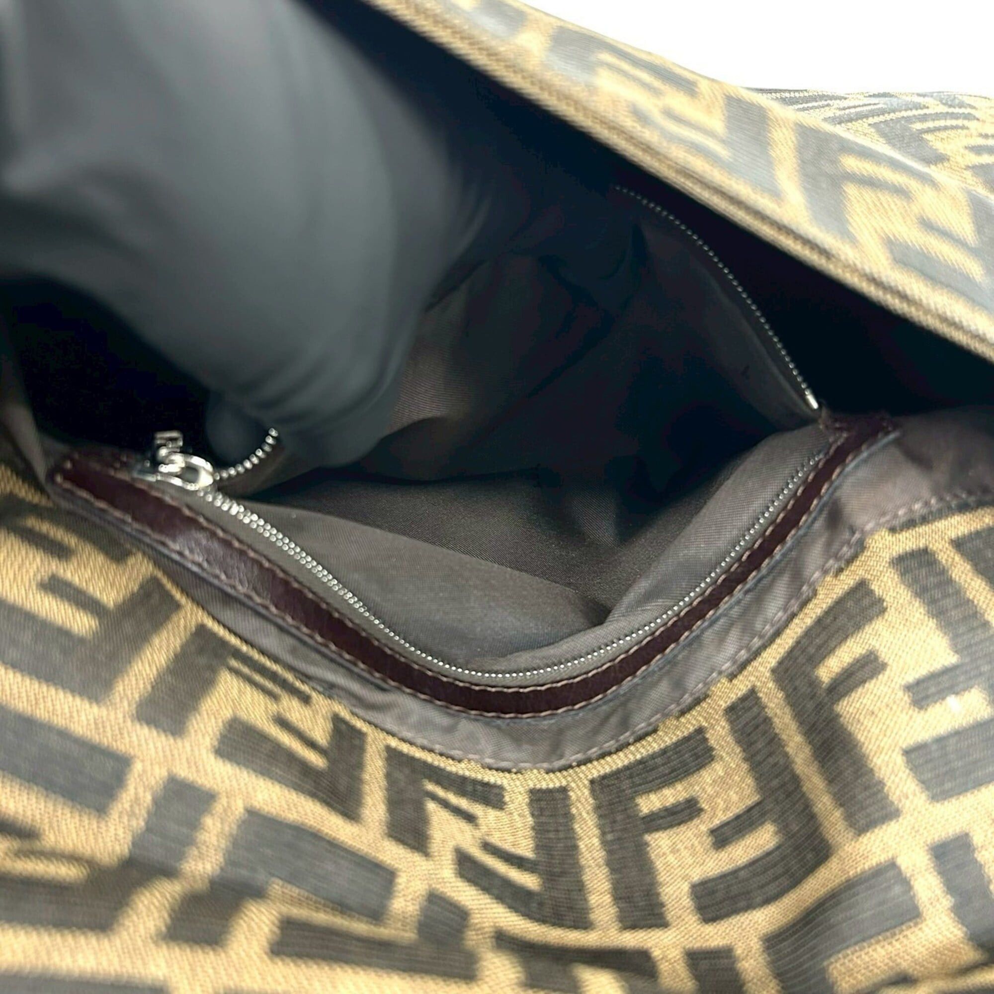 Fendi FENDI Mamma Bucket Zucca FF Logo Pattern Canvas Leather Semi-Shoulder Bag Handbag Brown 27981 Size ONE SIZE - 10 Thumbnail