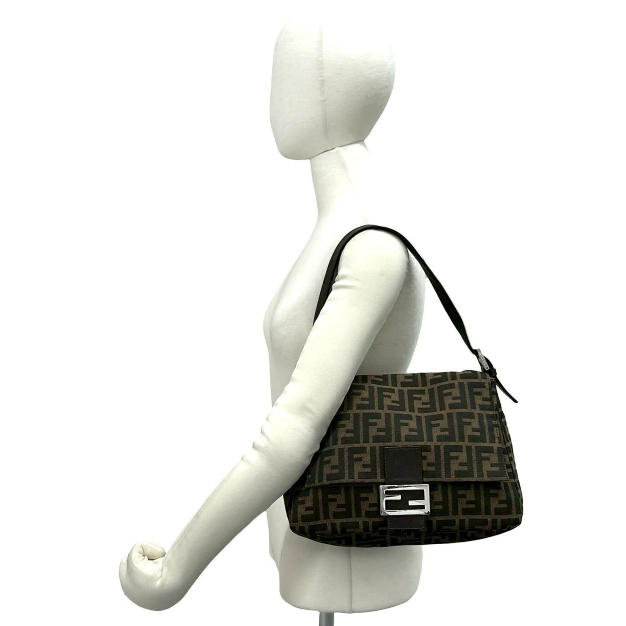Fendi FENDI Mamma Bucket Zucca FF Logo Pattern Canvas Leather Semi-Shoulder Bag Handbag Brown 27981 Size ONE SIZE - 2 Thumbnail