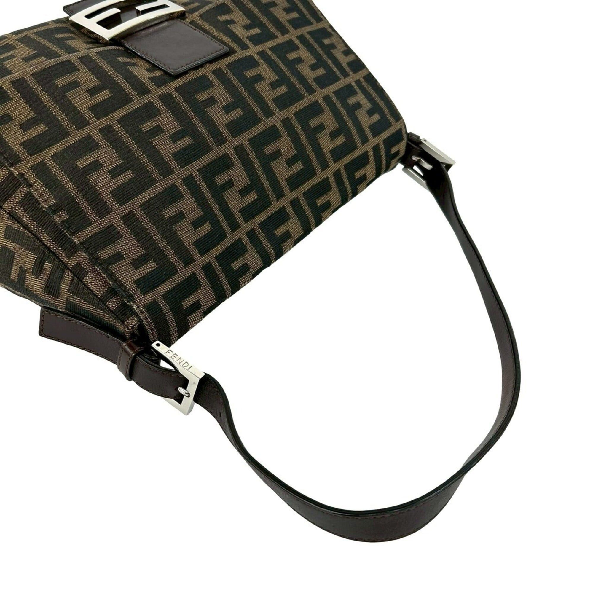 Fendi FENDI Mamma Bucket Zucca FF Logo Pattern Canvas Leather Semi-Shoulder Bag Handbag Brown 27981 Size ONE SIZE - 4 Thumbnail