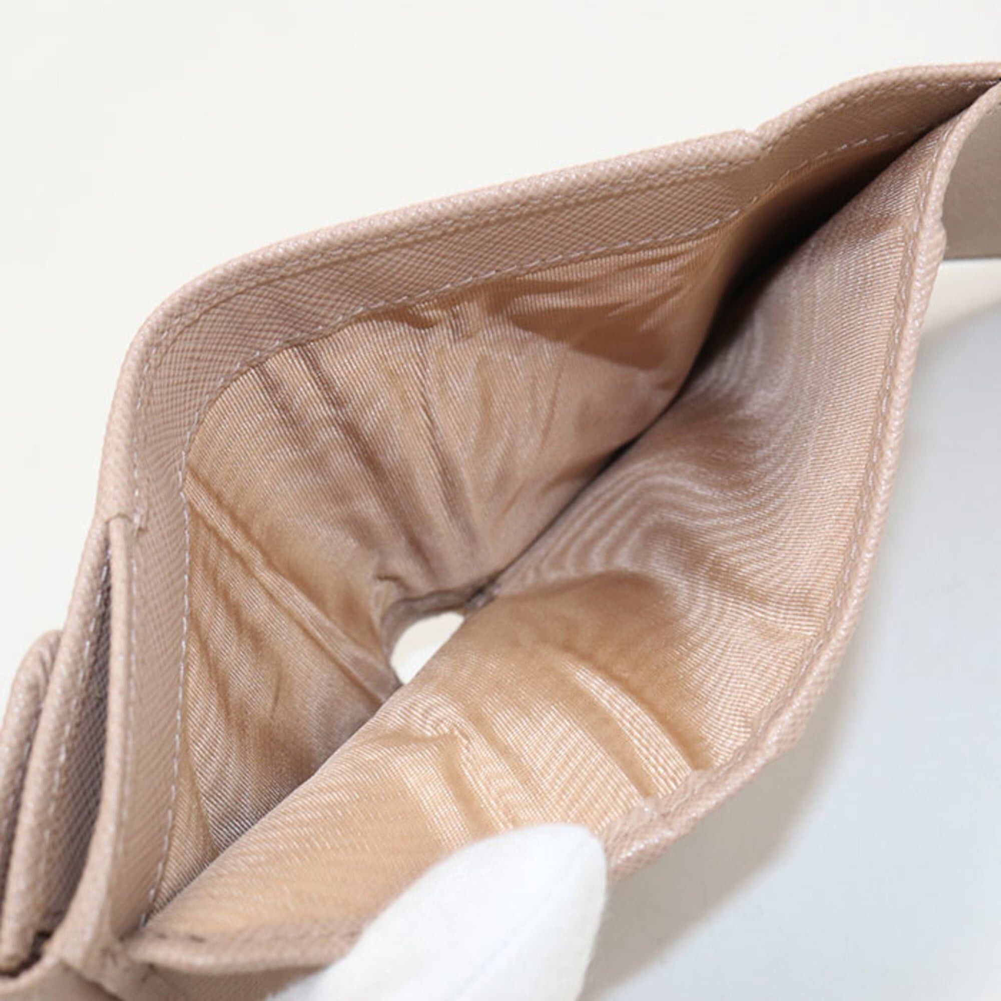 Prada Prada Tri-fold Wallet 1MH043 Saffiano Triangle Women's Beige Size ONE SIZE - 4 Thumbnail