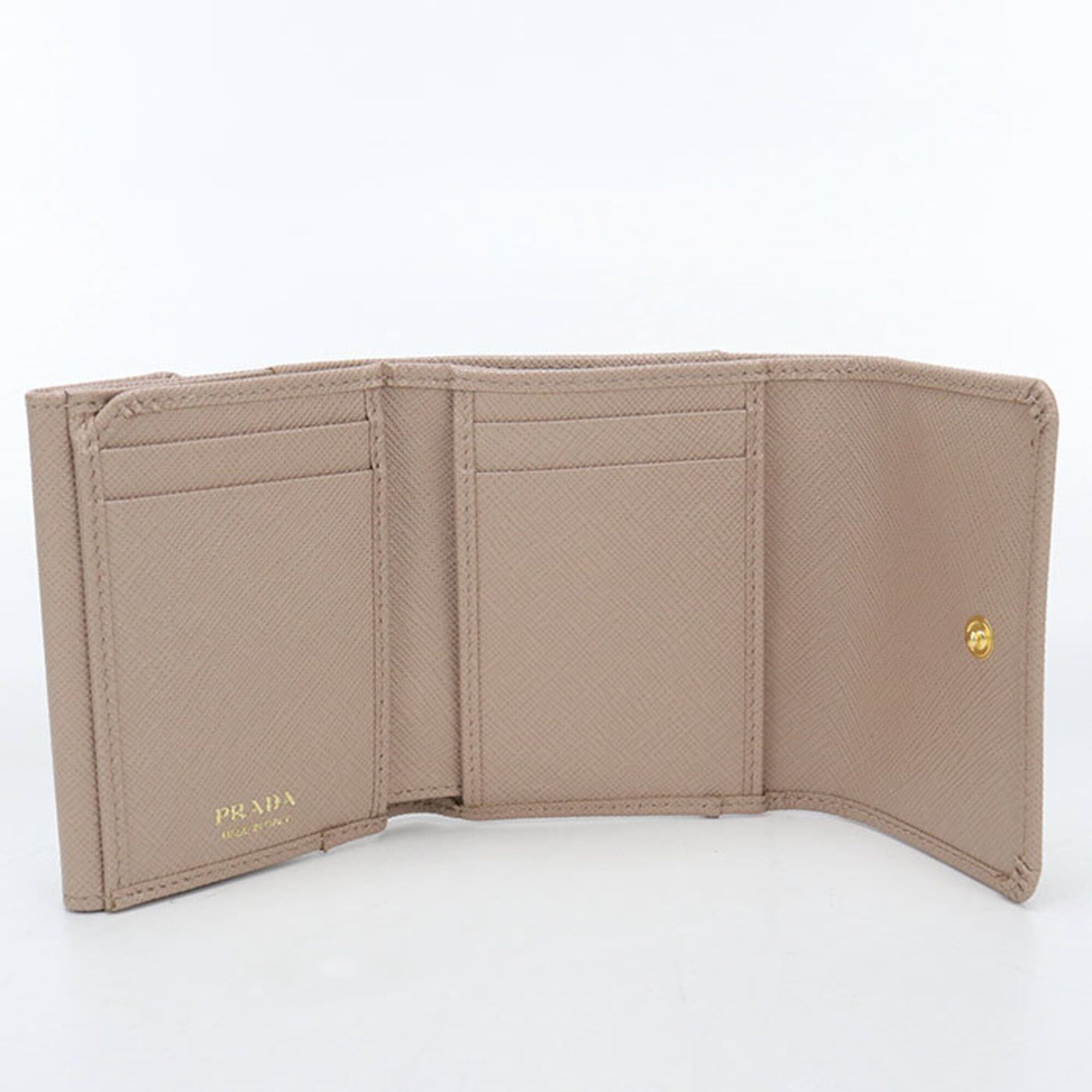 Prada Prada Tri-fold Wallet 1MH043 Saffiano Triangle Women's Beige Size ONE SIZE - 3 Thumbnail