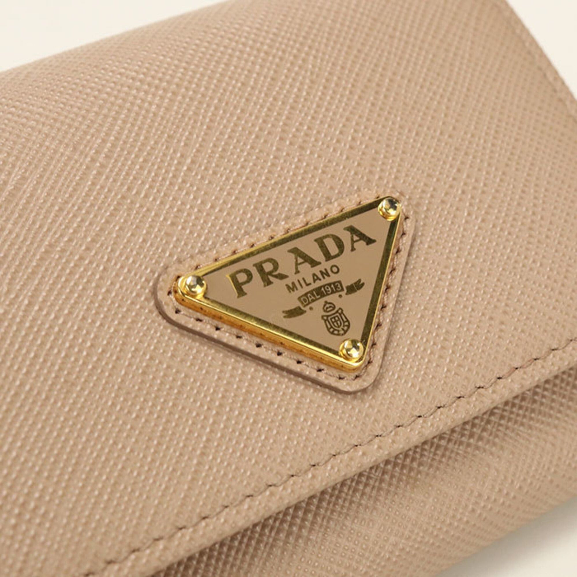Prada Prada Tri-fold Wallet 1MH043 Saffiano Triangle Women's Beige Size ONE SIZE - 6 Thumbnail