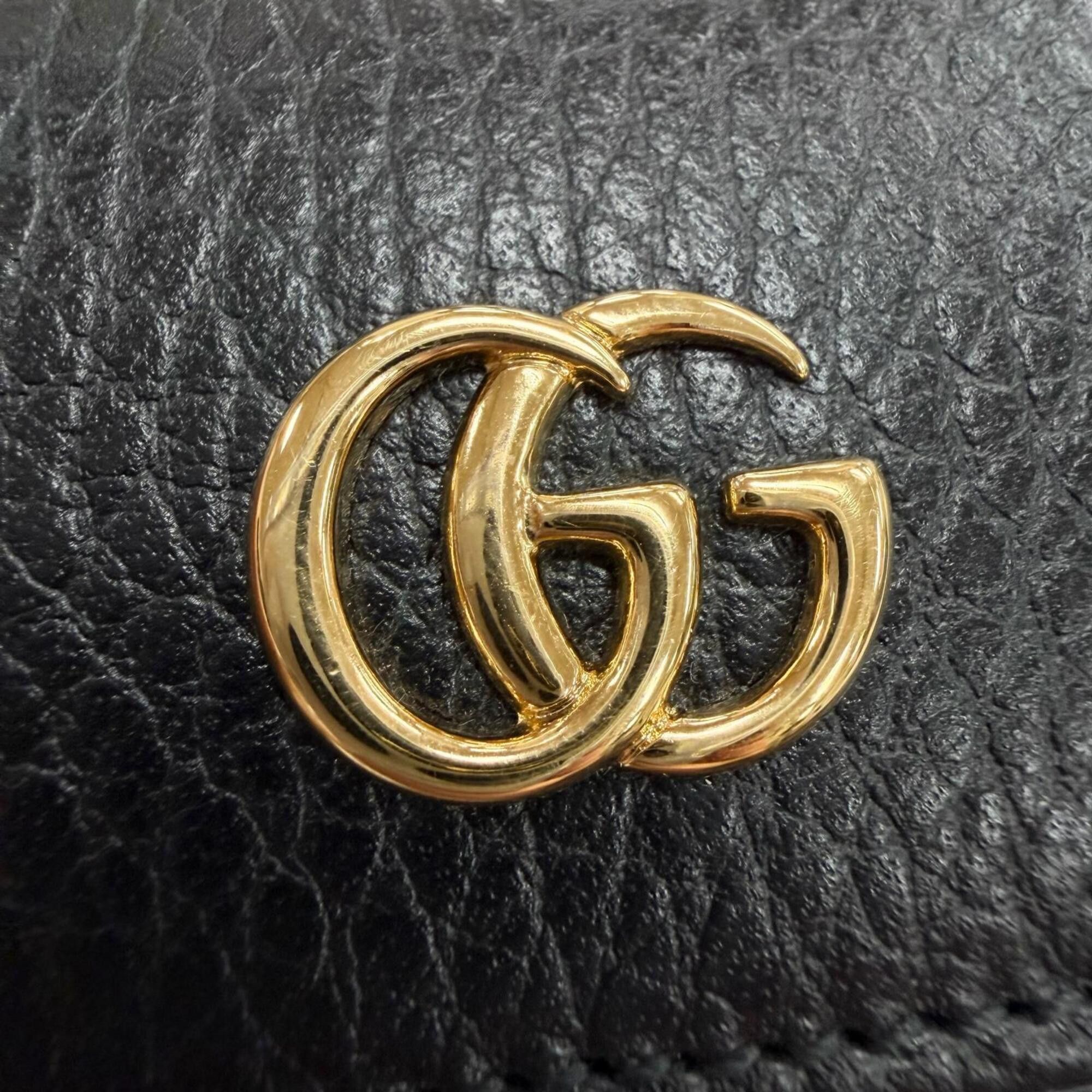 Gucci GUCCI 456118 Leather Double G 6-Key Case, Black with Gold Hardware, Made in Italy, Men's/Women's, Comes Box and Dust Bag. Size ONE SIZE - 7 Thumbnail
