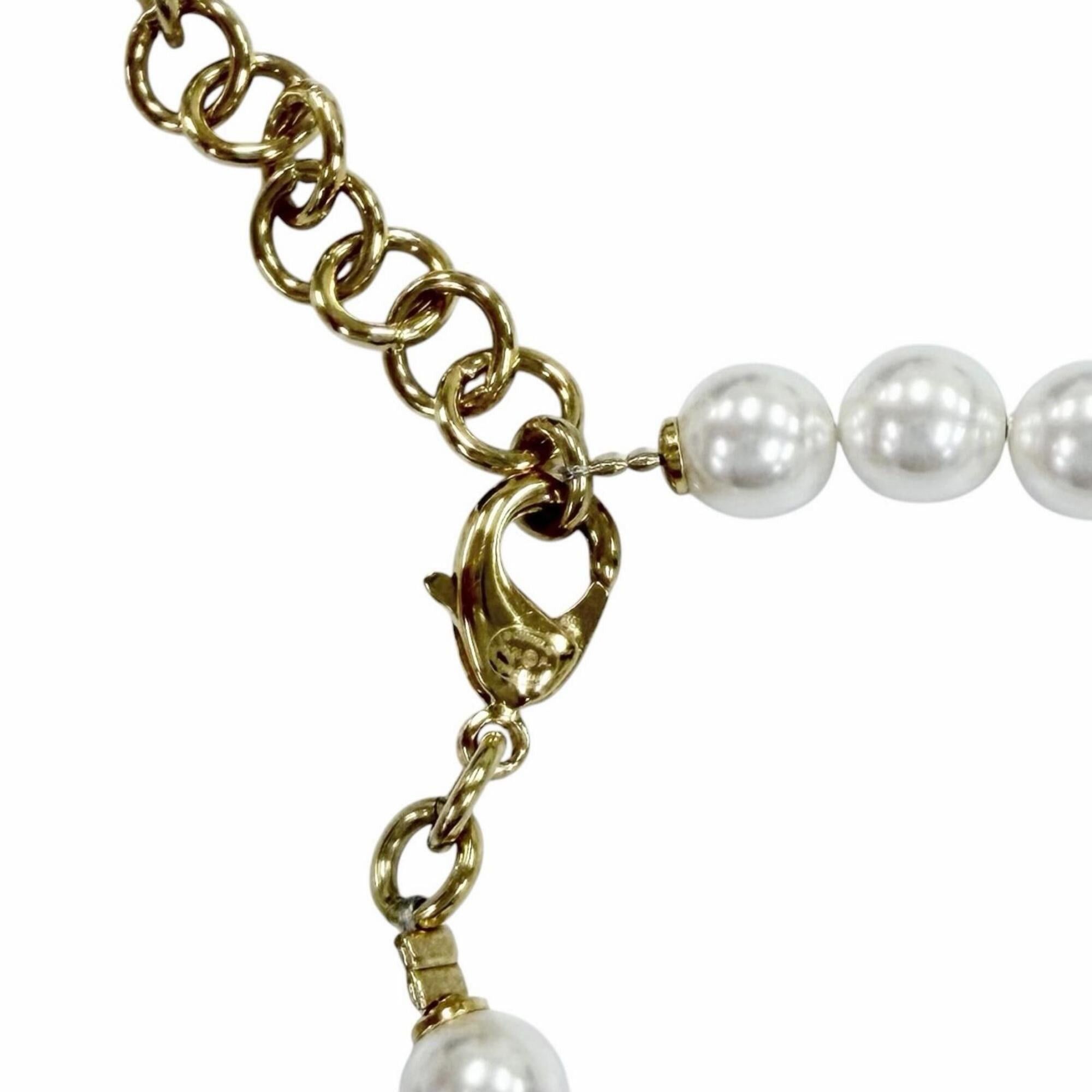 Chanel CHANEL (2024 model) I24P Coco Mark Heart Faux Pearl Denim Design Bracelet, Gold, Made in Italy, Women's. Size ONE SIZE - 6 Thumbnail