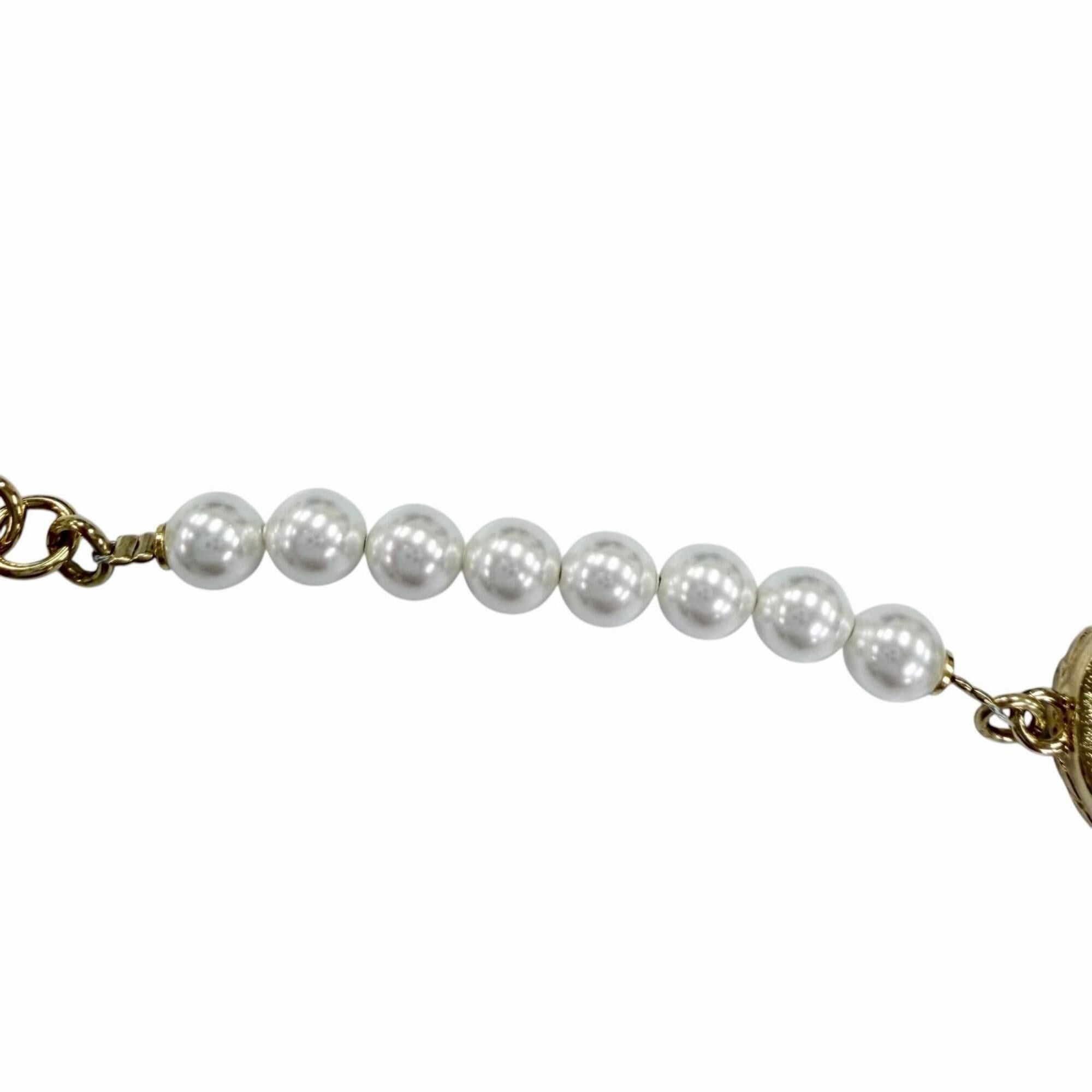 Chanel CHANEL (2024 model) I24P Coco Mark Heart Faux Pearl Denim Design Bracelet, Gold, Made in Italy, Women's. Size ONE SIZE - 4 Thumbnail