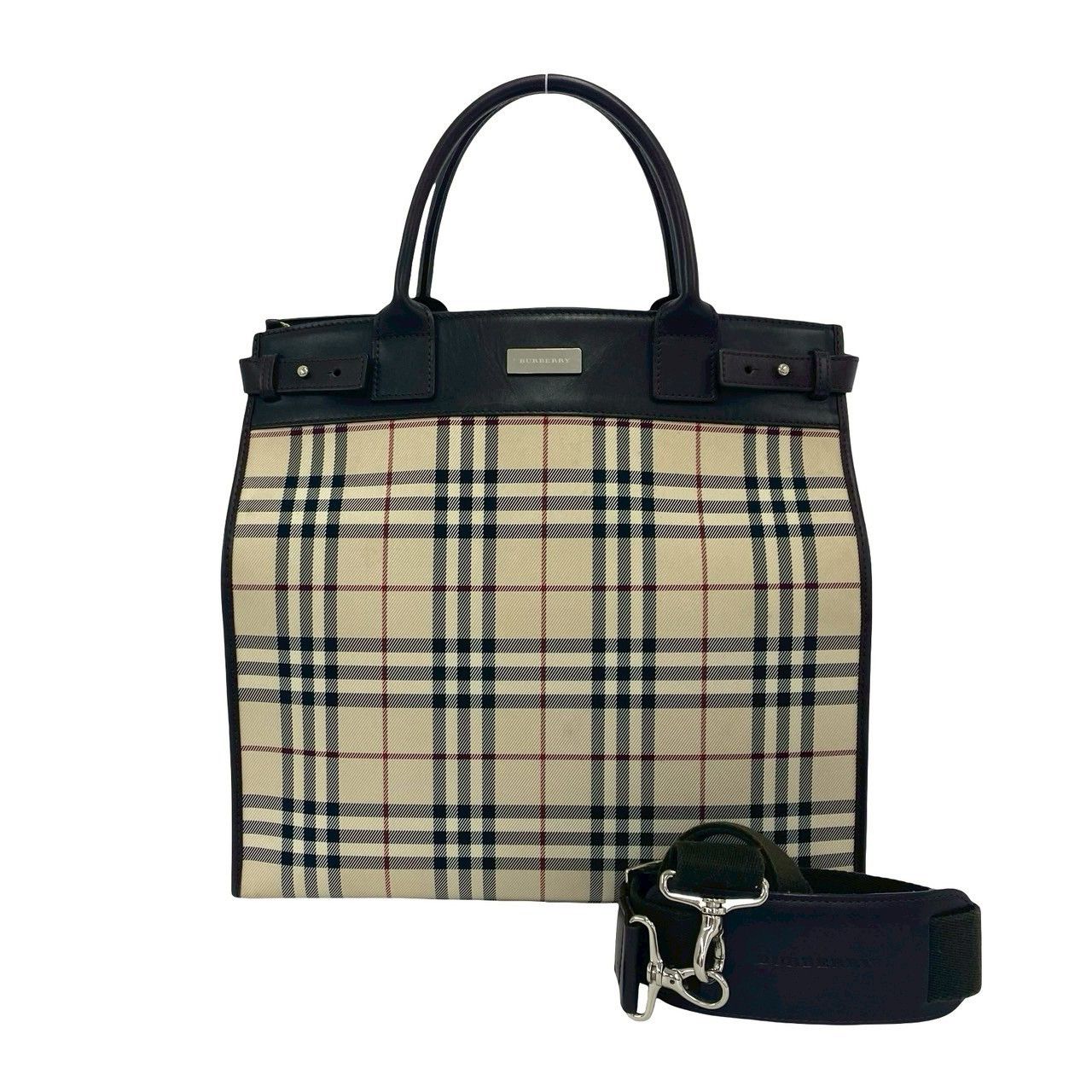 Burberry Burberry Burberry Check Canvas Leather 2way bag Leather Shoulder Bag DUTY FREE for USA Size ONE SIZE - 2 Thumbnail