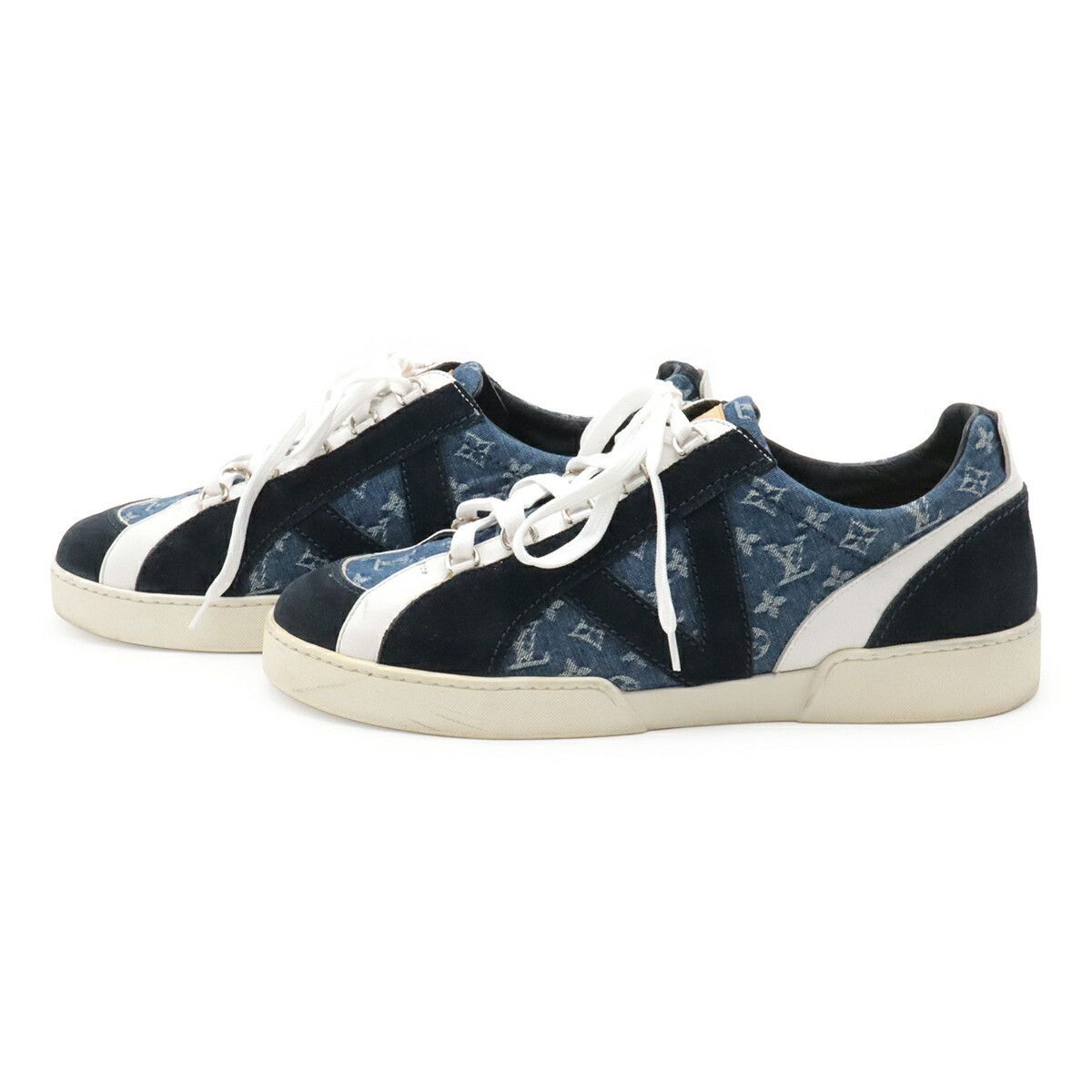 Louis Vuitton Louis Vuitton Louis Vuitton Monogram Denim Sneakers Textile Shoes DUTY FREE for USA Size ONE SIZE - 2 Thumbnail