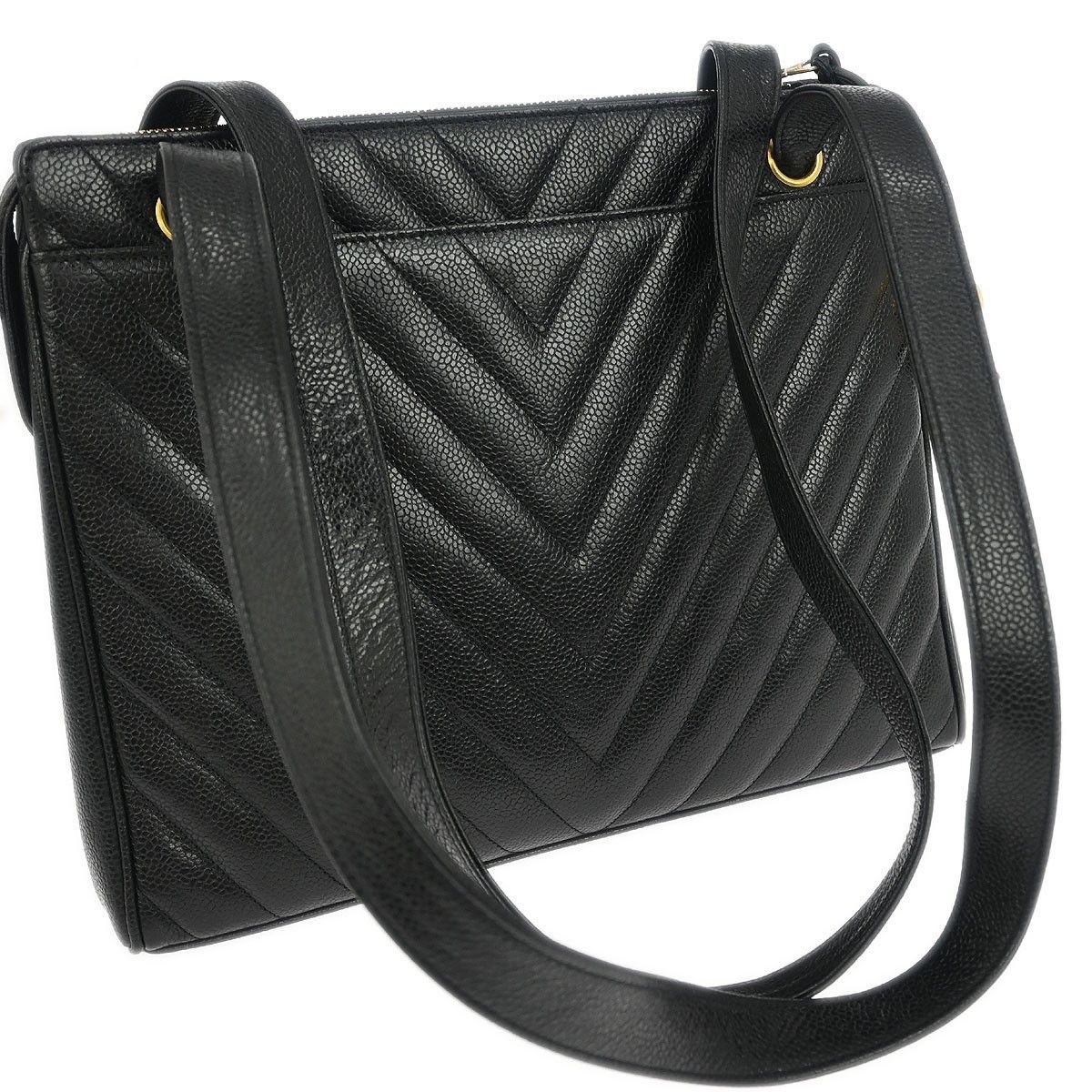 Chanel Chanel Vintage Zip Shoulder Bag Chevron Caviar Size ONE SIZE - 8 Thumbnail