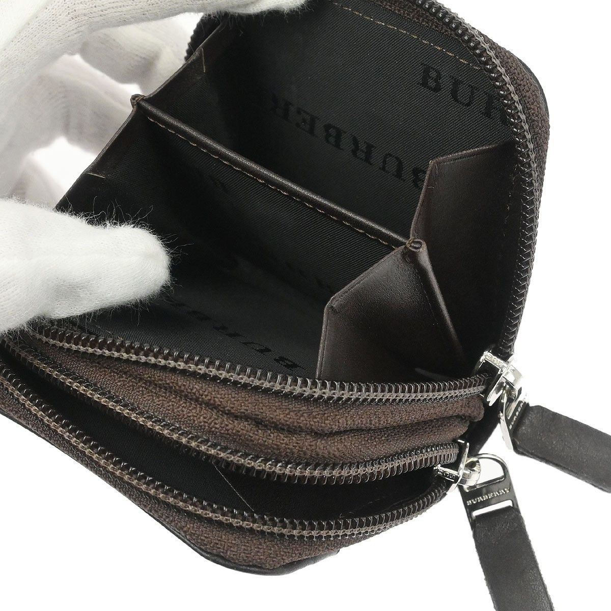 Burberry Burberry Zip Around Coin Pouch Canvas Size ONE SIZE - 3 Thumbnail