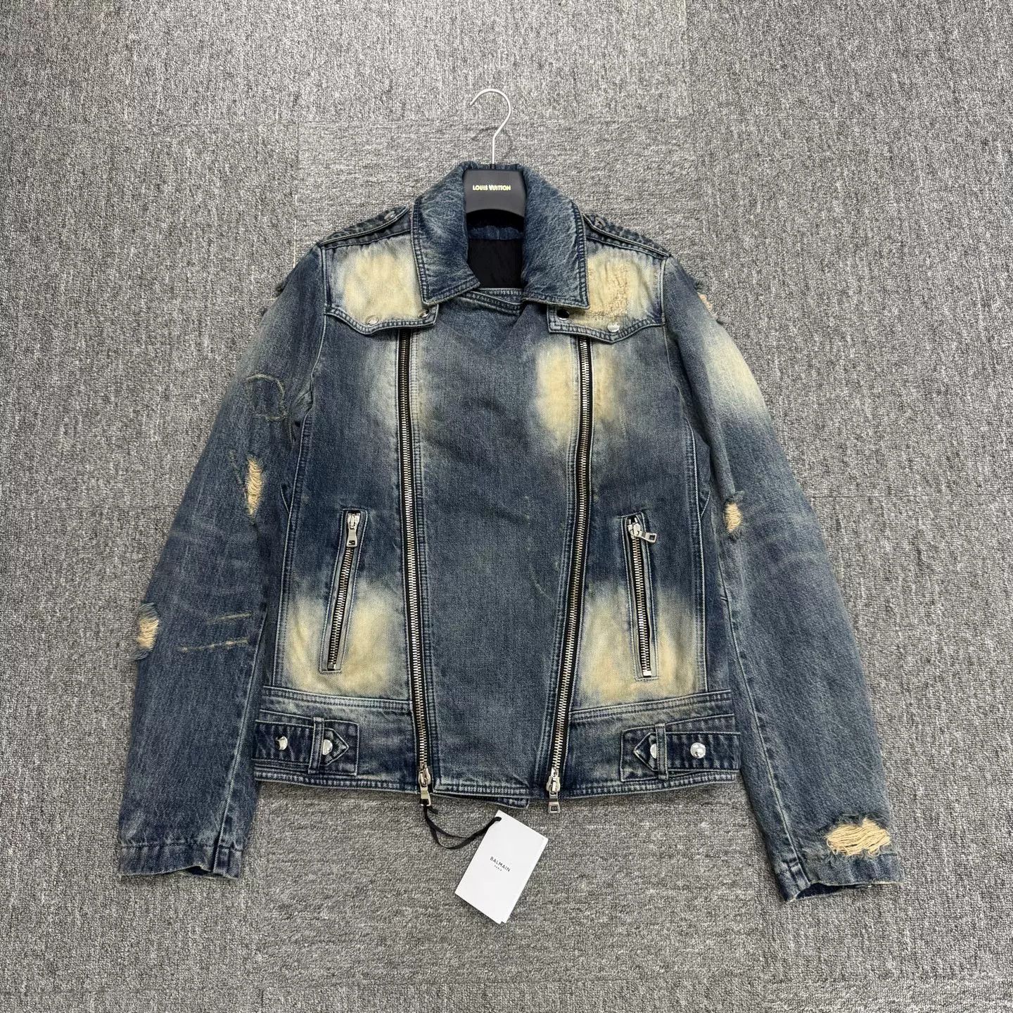 Balmain Balmain Distressed Denim Biker Jacket Size L Size US L / EU 52-54 / 3 - 2 Thumbnail
