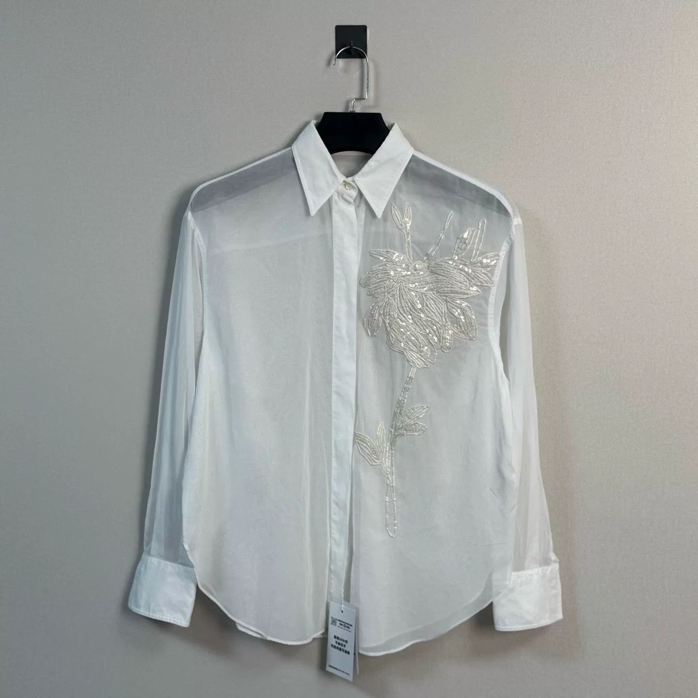Brunello Cucinelli Brunello Cucinelli Floral Sequin Organza Shirt Size M Size M / US 6-8 / IT 42-44 - 2 Thumbnail