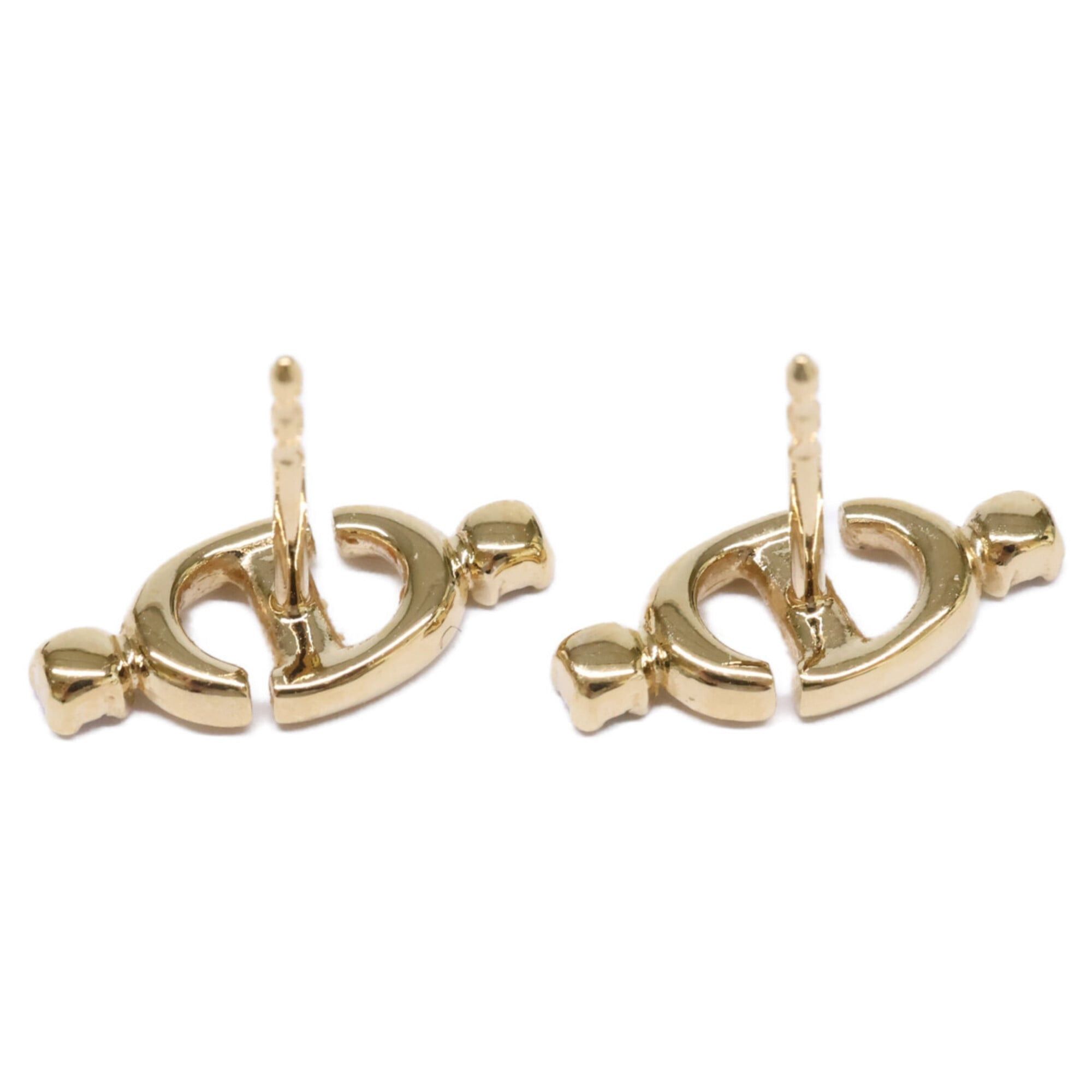 Dior Christian Dior CD Logo Rhinestone Stud Earrings, Gold Color, Women's Size ONE SIZE - 5 Thumbnail
