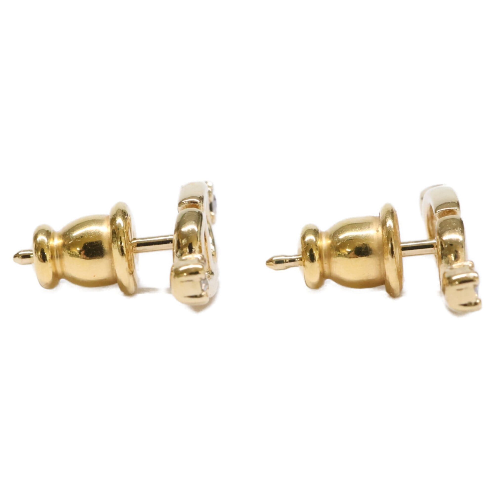 Dior Christian Dior CD Logo Rhinestone Stud Earrings, Gold Color, Women's Size ONE SIZE - 4 Thumbnail