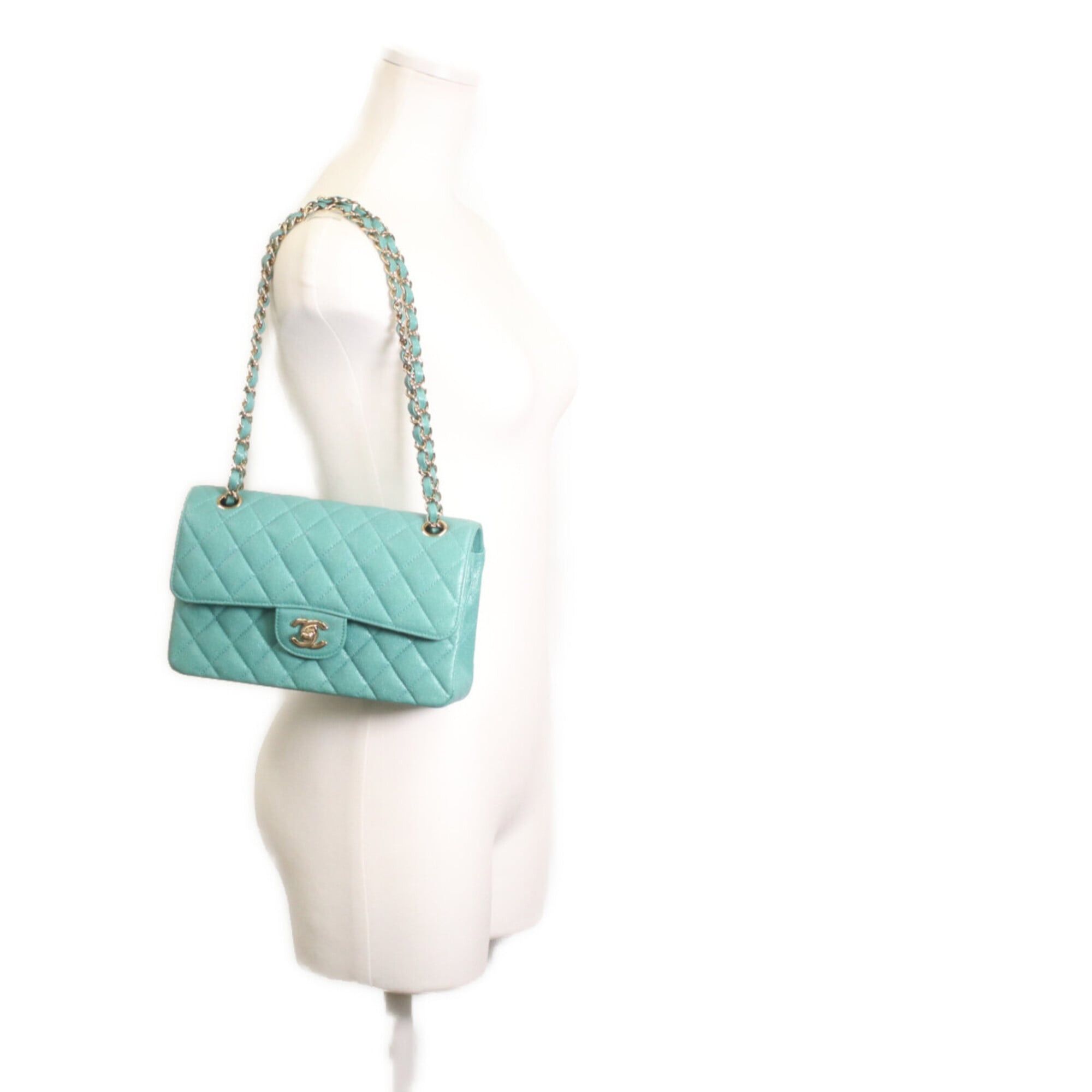 Chanel CHANEL A01113 Caviar Matelassé 23 Shoulder Bag, Green with Gold Hardware, Women's Size ONE SIZE - 10 Thumbnail