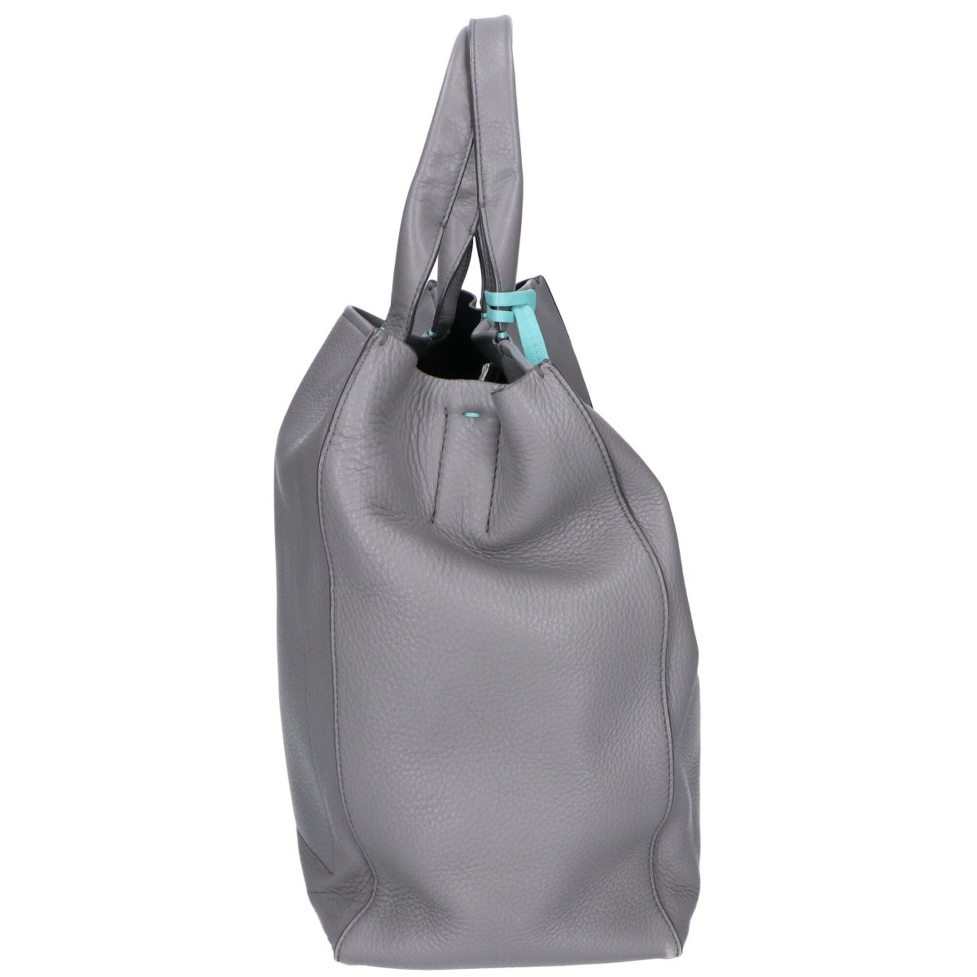 Tiffany & Co. TIFFANY&Co. Tiffany Leather 2-Way Handbag/Shoulder Bag/Tote Bag, Gray, Women's Size ONE SIZE - 4 Thumbnail