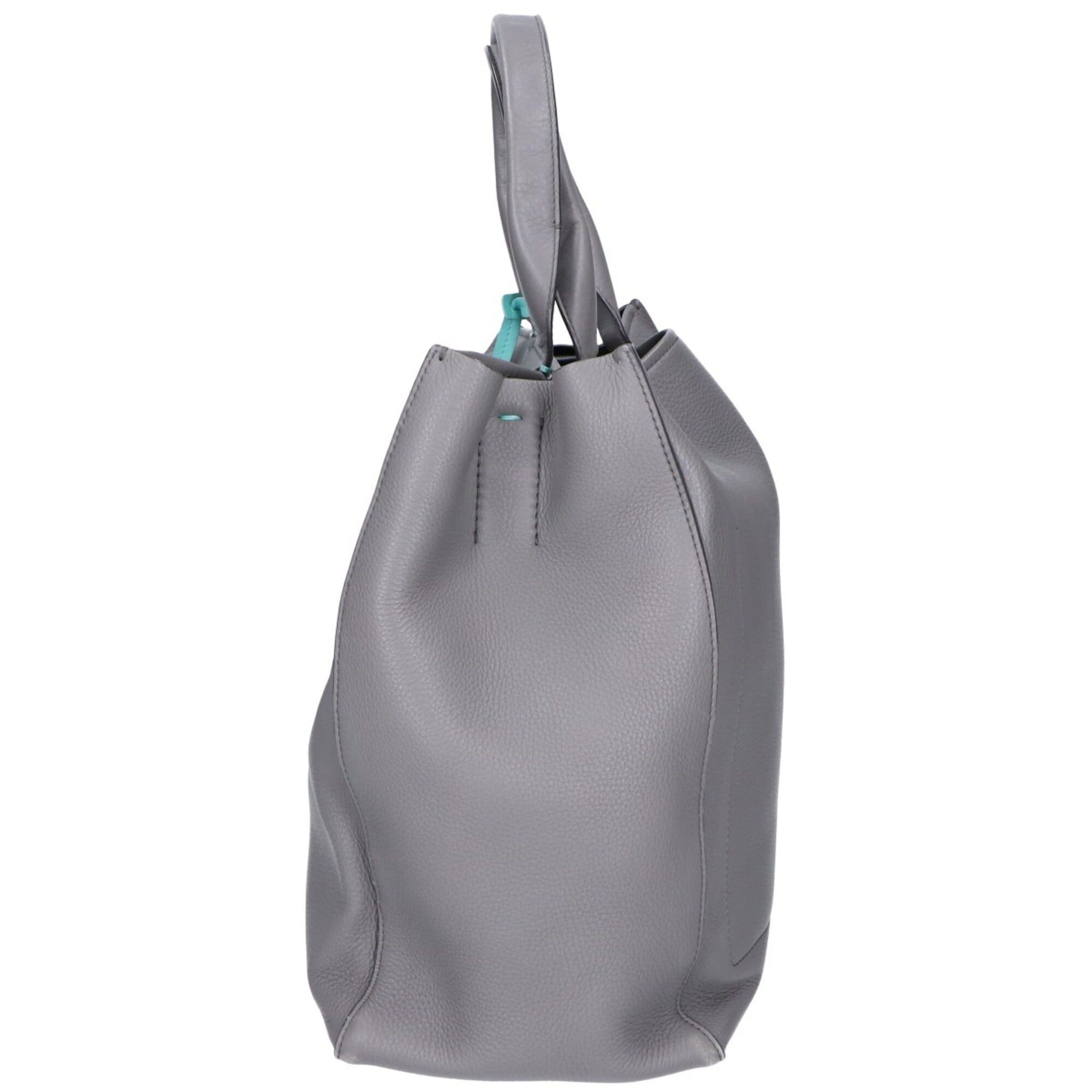 Tiffany & Co. TIFFANY&Co. Tiffany Leather 2-Way Handbag/Shoulder Bag/Tote Bag, Gray, Women's Size ONE SIZE - 2 Thumbnail