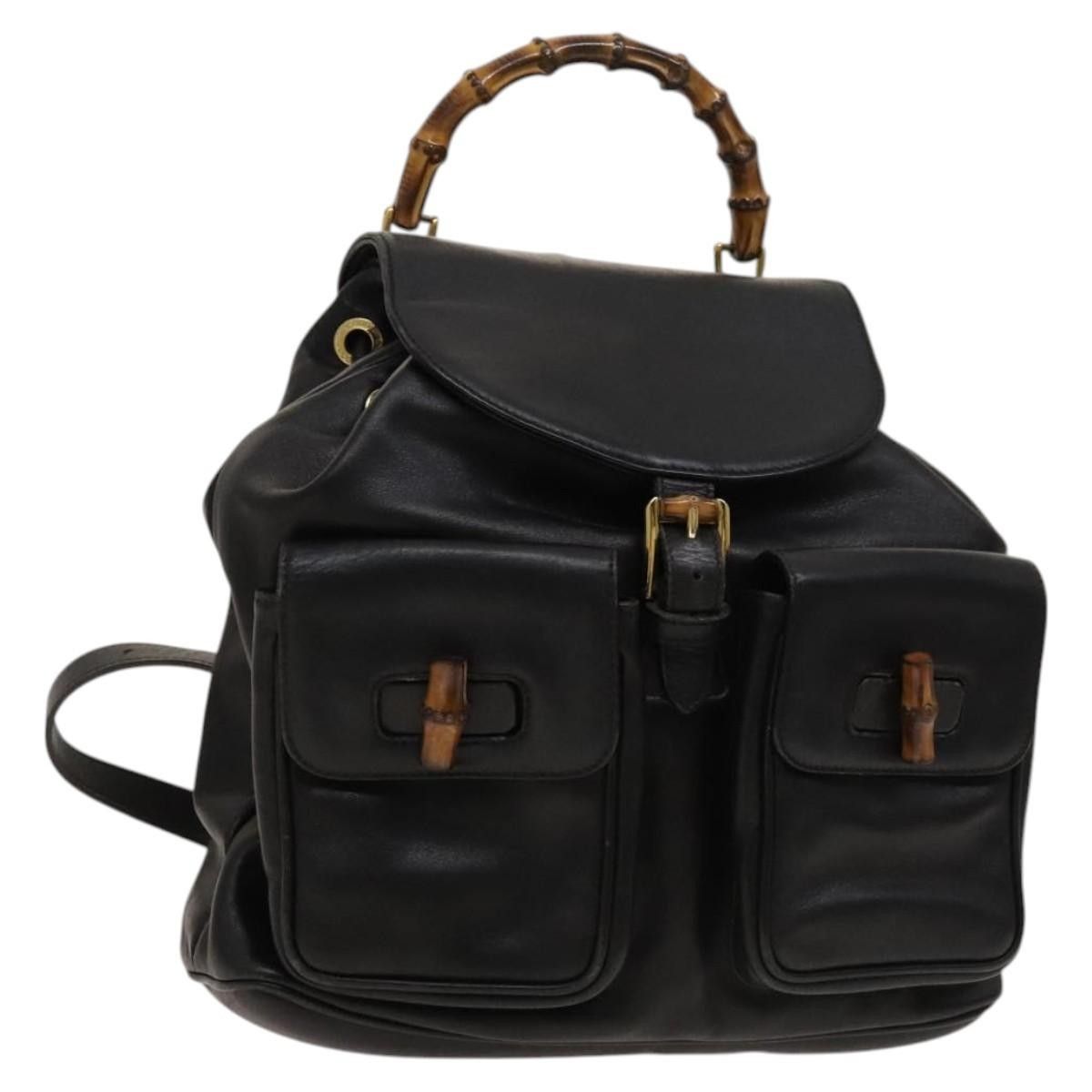 Gucci Gucci Vintage Bamboo Backpack Leather Size ONE SIZE - 14 Thumbnail