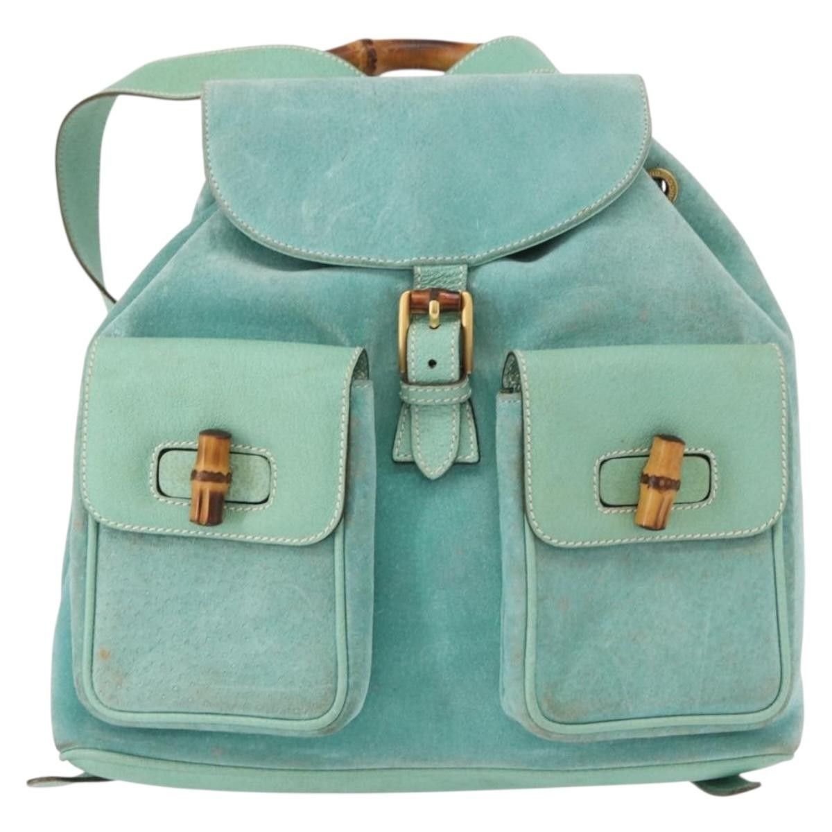 Gucci Gucci Vintage Bamboo Backpack Suede Size ONE SIZE - 19 Thumbnail