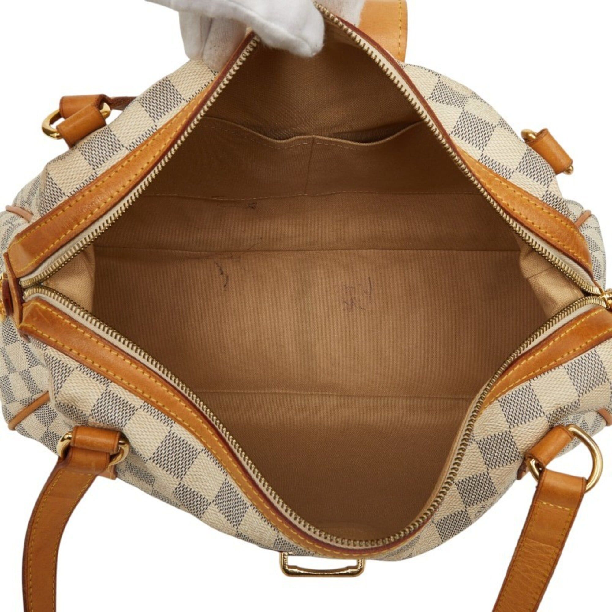 Louis Vuitton Louis Vuitton Damier Azur Streza PM Tote Bag Shoulder N42220 White Leather Women's LOUIS VUITTON Size ONE SIZE - 10 Thumbnail