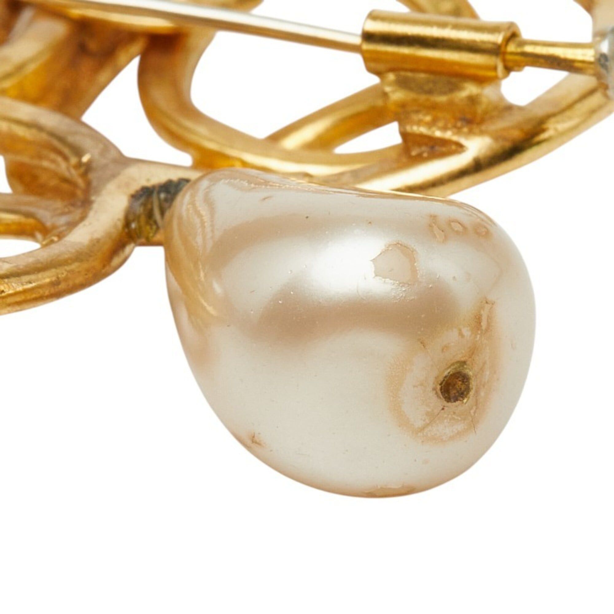 Chanel Chanel Coco Mark Brooch, Gold Plated, Faux Pearl, Women's CHANEL Size ONE SIZE - 4 Thumbnail