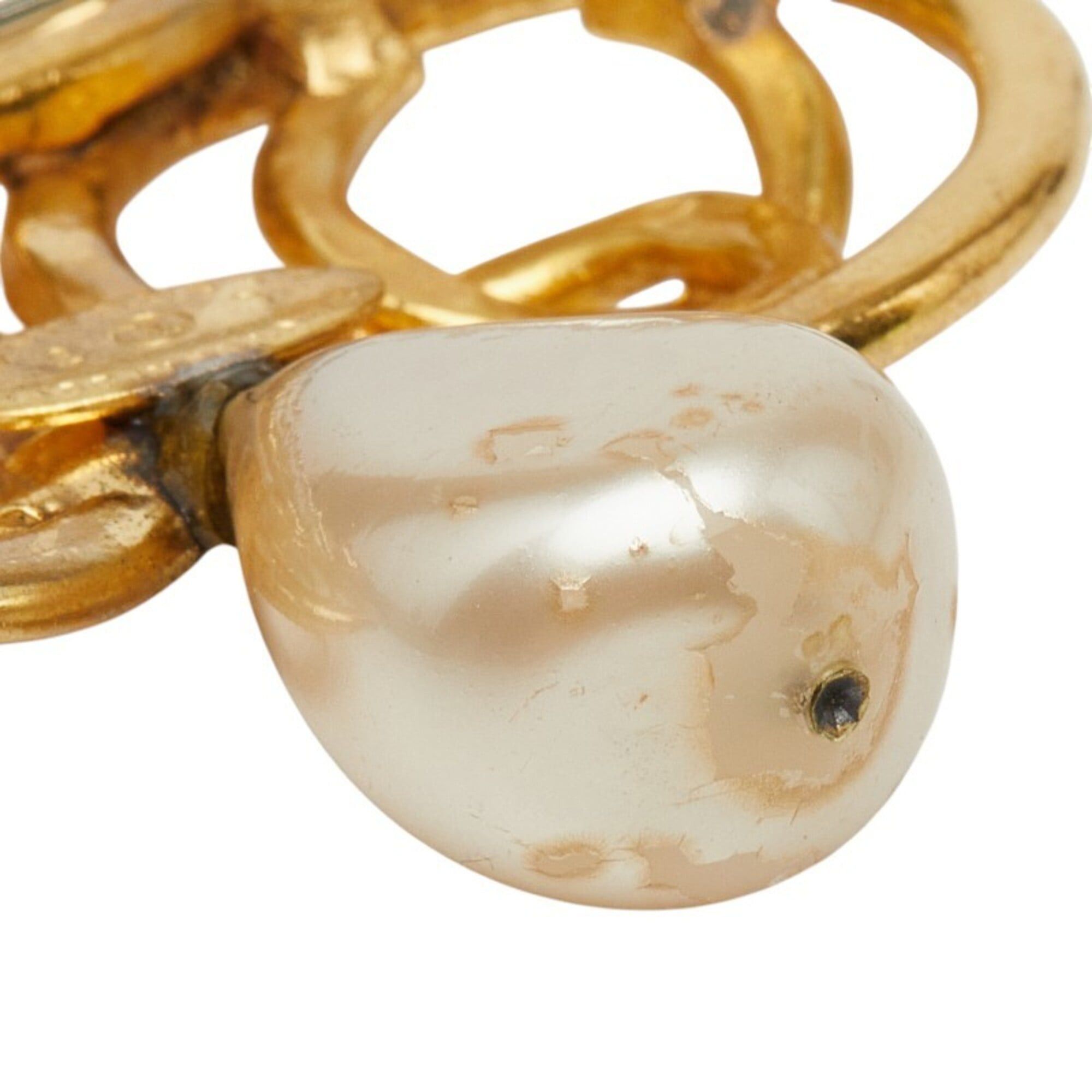 Chanel Chanel Coco Mark Brooch, Gold Plated, Faux Pearl, Women's CHANEL Size ONE SIZE - 3 Thumbnail