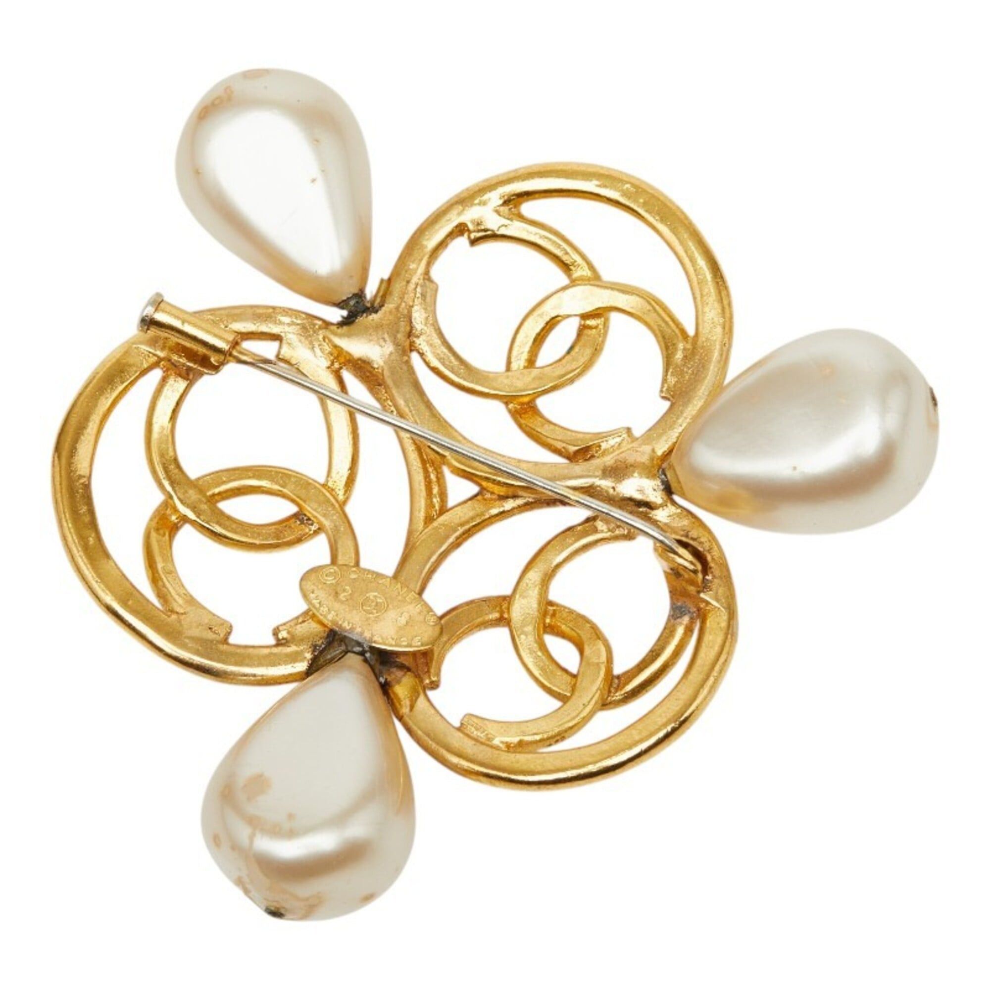 Chanel Chanel Coco Mark Brooch, Gold Plated, Faux Pearl, Women's CHANEL Size ONE SIZE - 2 Thumbnail