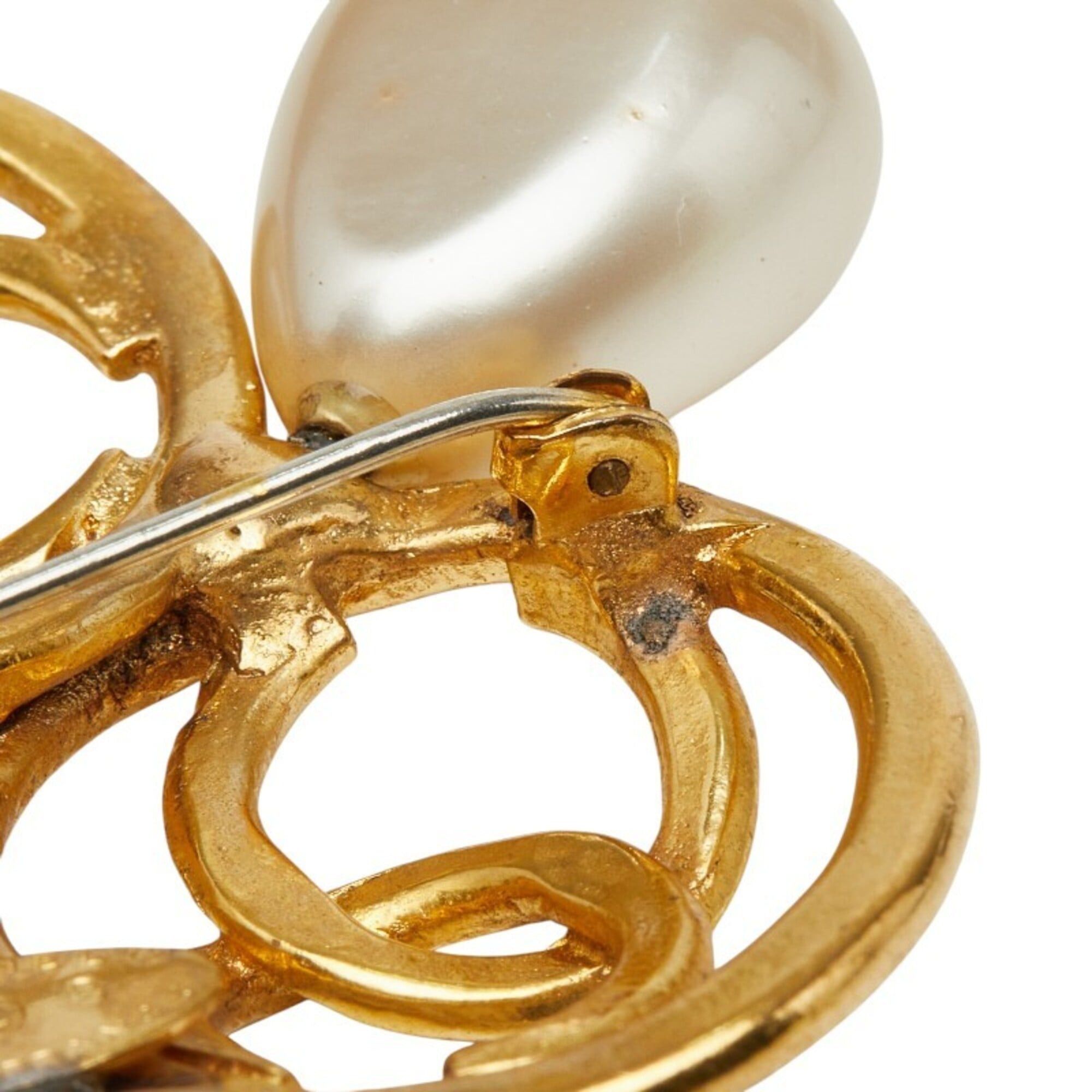 Chanel Chanel Coco Mark Brooch, Gold Plated, Faux Pearl, Women's CHANEL Size ONE SIZE - 6 Thumbnail