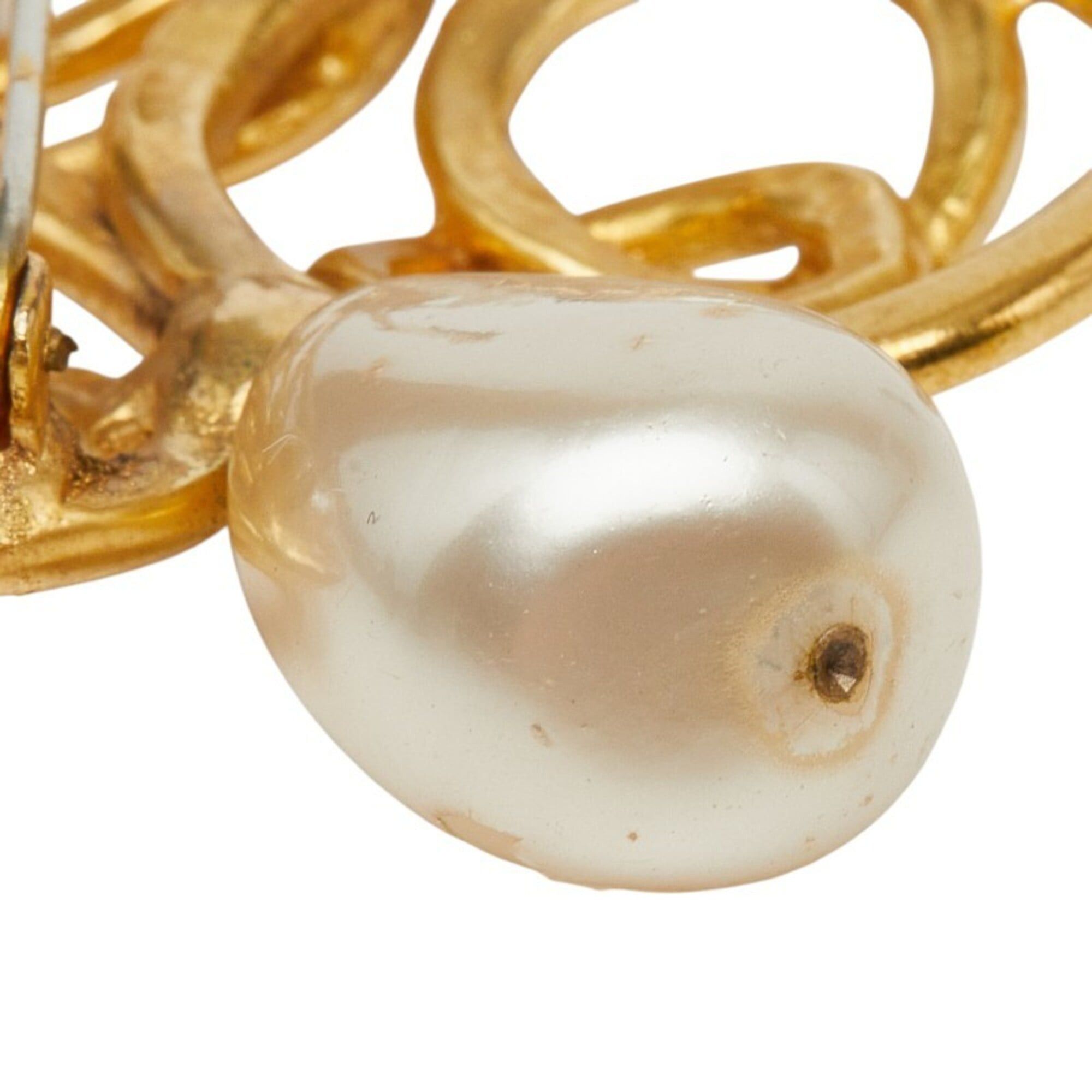 Chanel Chanel Coco Mark Brooch, Gold Plated, Faux Pearl, Women's CHANEL Size ONE SIZE - 5 Thumbnail