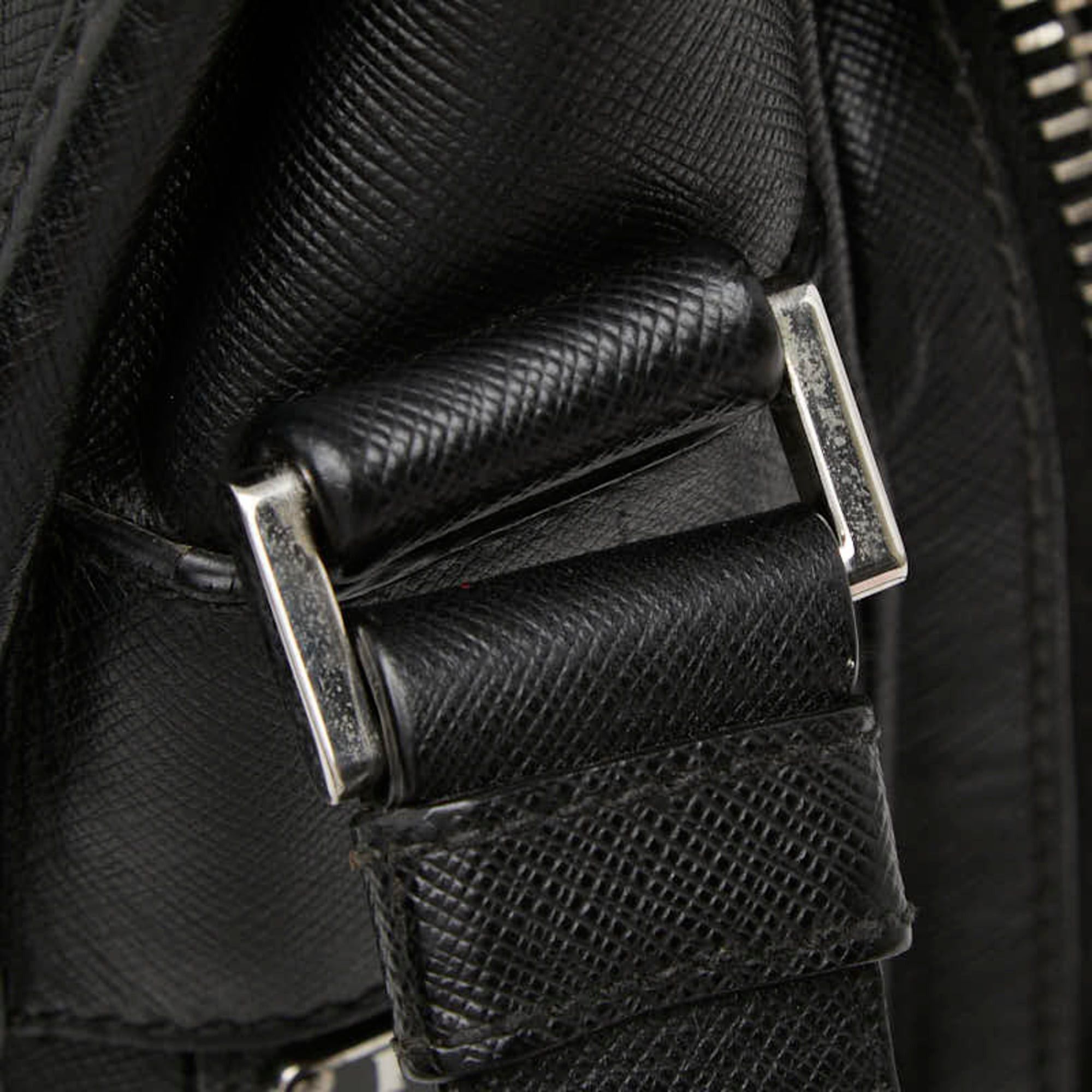 Prada Prada Triangle Logo Plate Shoulder Bag Messenger Black Saffiano Leather Women's PRADA Size ONE SIZE - 8 Thumbnail