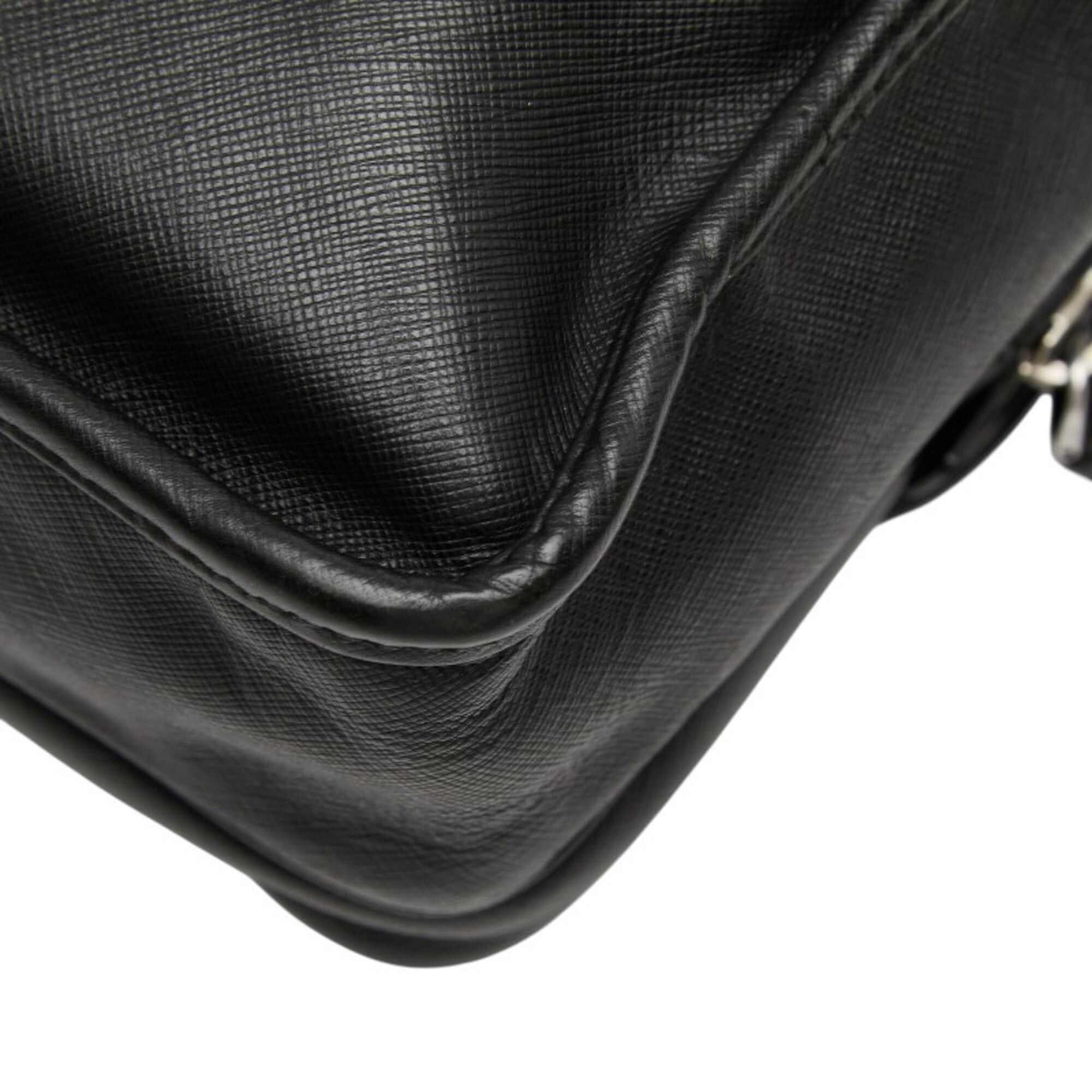 Prada Prada Triangle Logo Plate Shoulder Bag Messenger Black Saffiano Leather Women's PRADA Size ONE SIZE - 6 Thumbnail