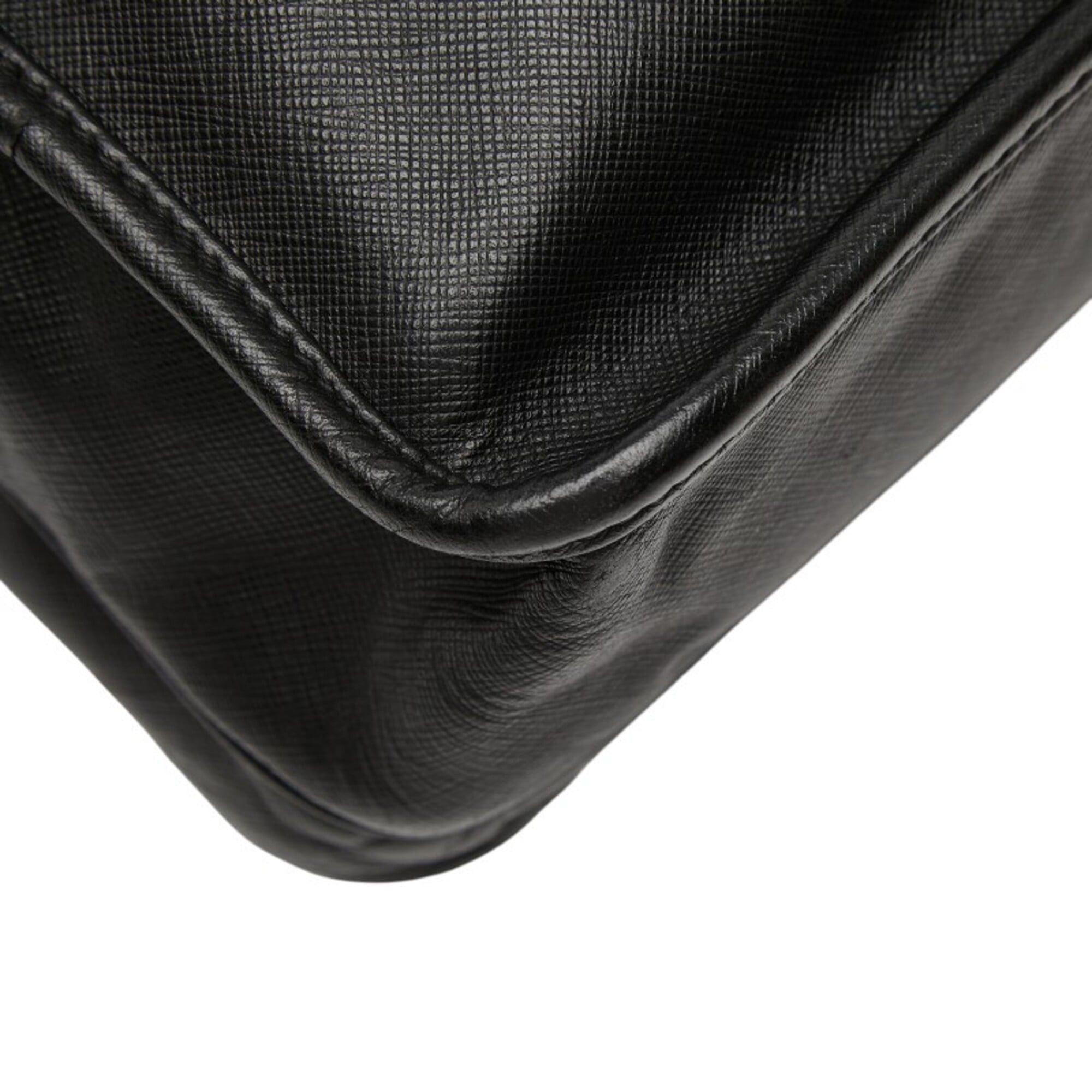 Prada Prada Triangle Logo Plate Shoulder Bag Messenger Black Saffiano Leather Women's PRADA Size ONE SIZE - 7 Thumbnail