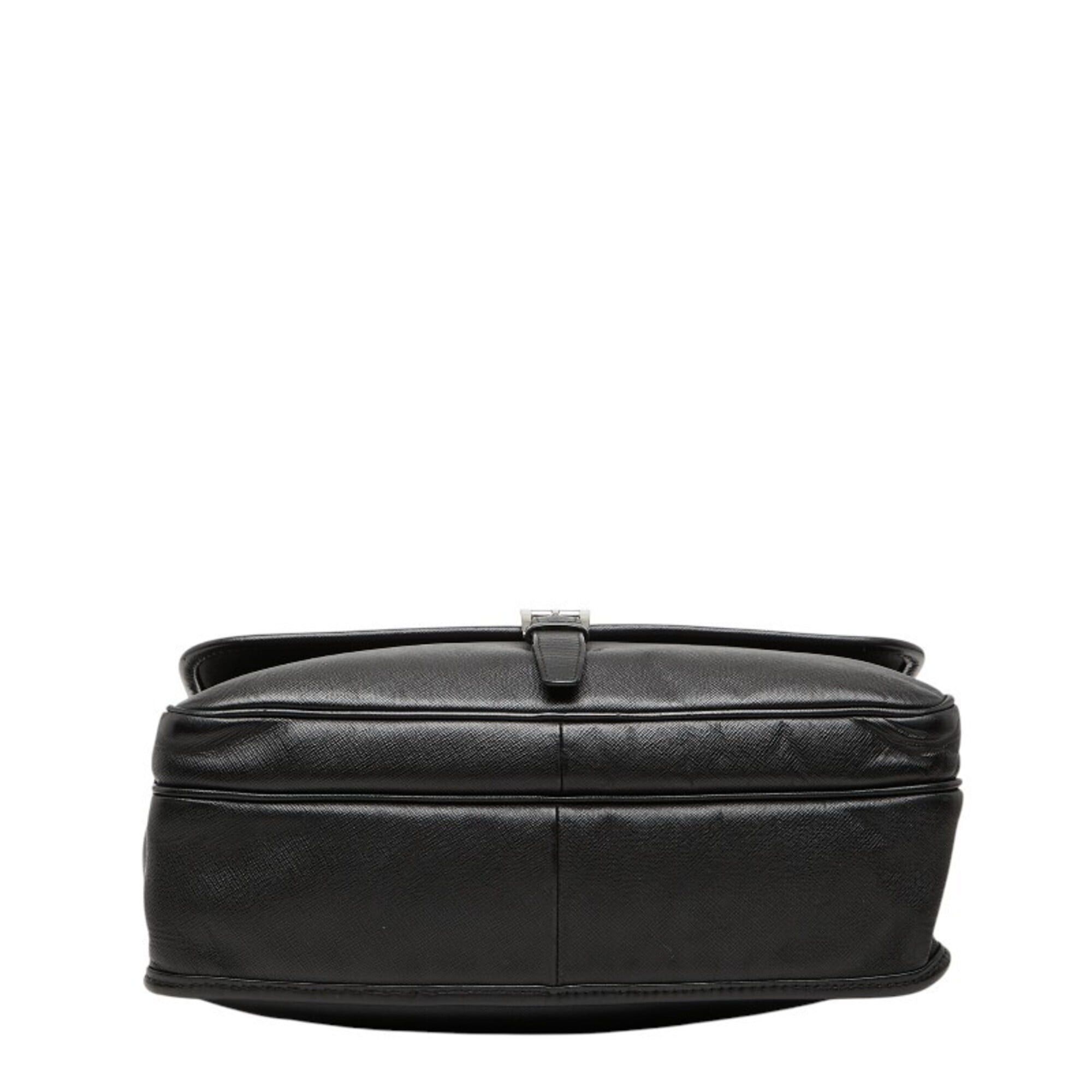 Prada Prada Triangle Logo Plate Shoulder Bag Messenger Black Saffiano Leather Women's PRADA Size ONE SIZE - 3 Thumbnail