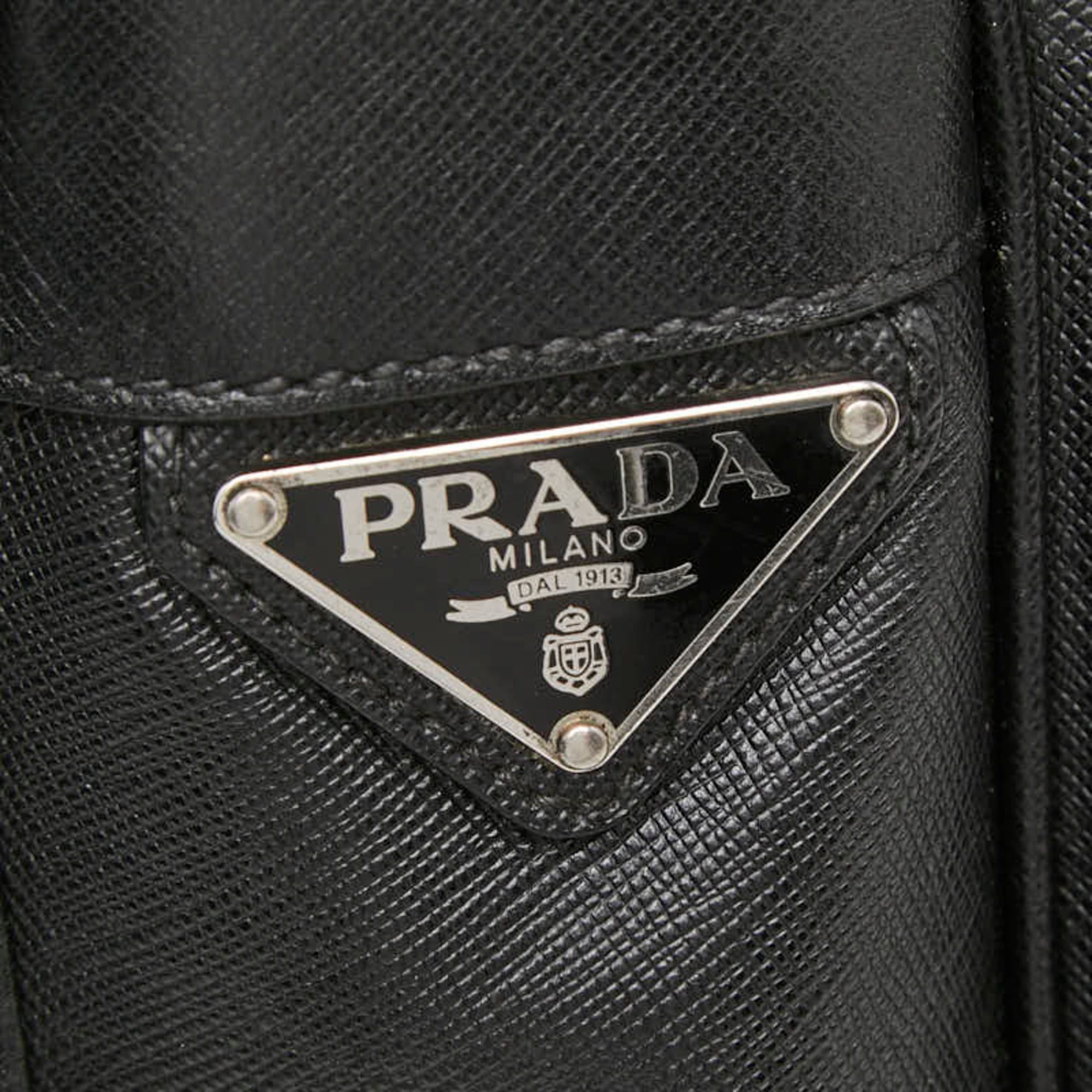 Prada Prada Triangle Logo Plate Shoulder Bag Messenger Black Saffiano Leather Women's PRADA Size ONE SIZE - 12 Thumbnail