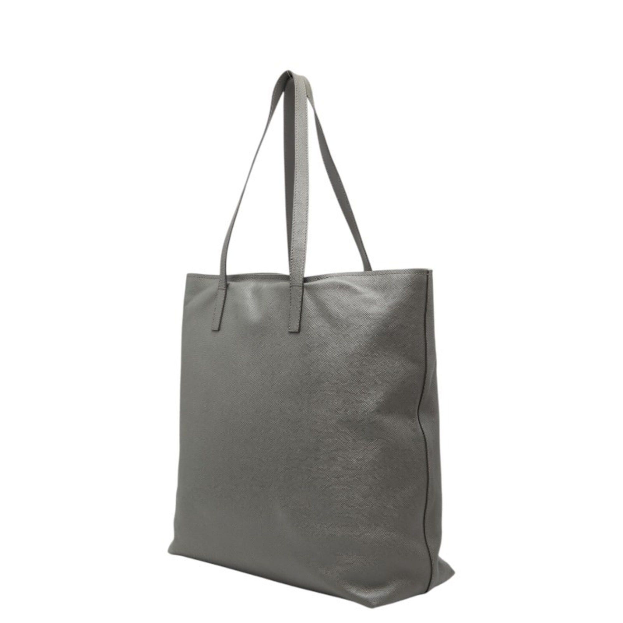 Prada Prada Triangle Logo Plate Tote Bag, Gray, Saffiano Leather, Cuir, Women's PRADA Size ONE SIZE - 2 Thumbnail
