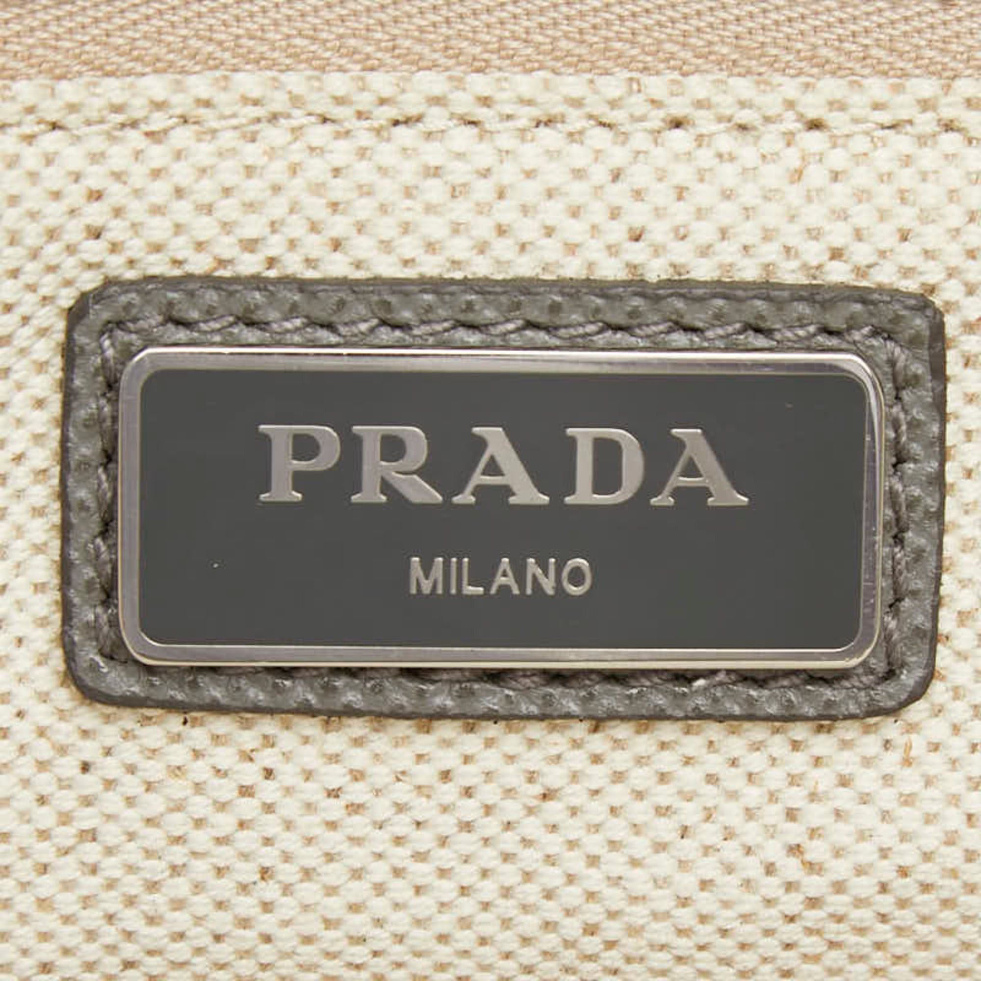 Prada Prada Triangle Logo Plate Tote Bag, Gray, Saffiano Leather, Cuir, Women's PRADA Size ONE SIZE - 10 Thumbnail