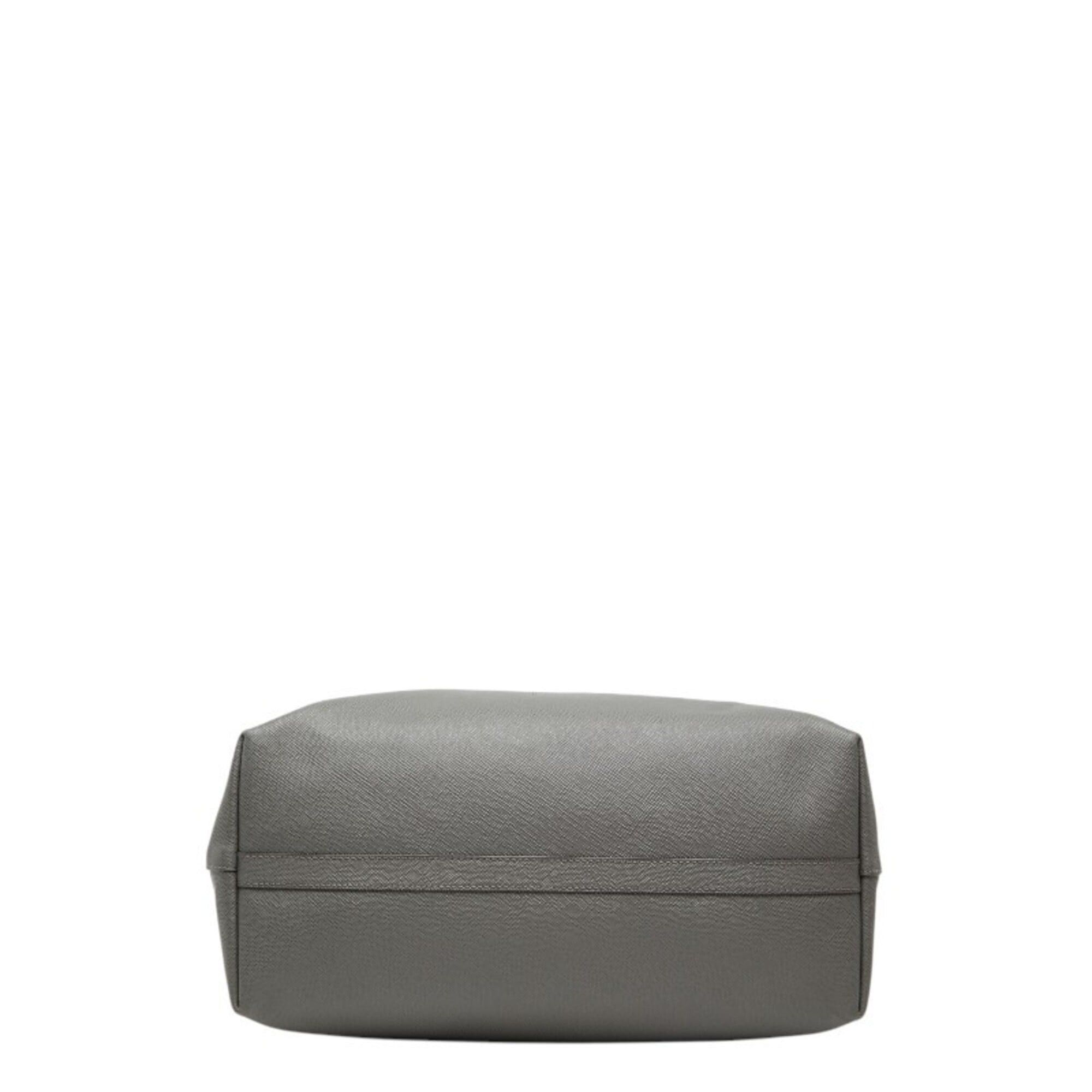 Prada Prada Triangle Logo Plate Tote Bag, Gray, Saffiano Leather, Cuir, Women's PRADA Size ONE SIZE - 3 Thumbnail