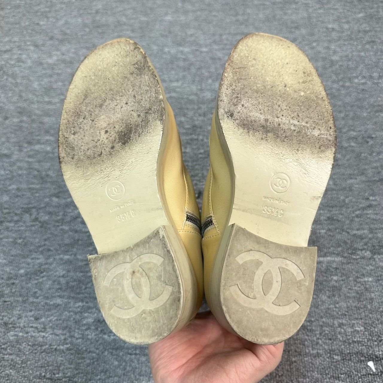 Chanel Chanel Beige Leather CC Logo Combat Boots Size 35.5 Size US 5.5 / IT 35.5 - 5 Thumbnail