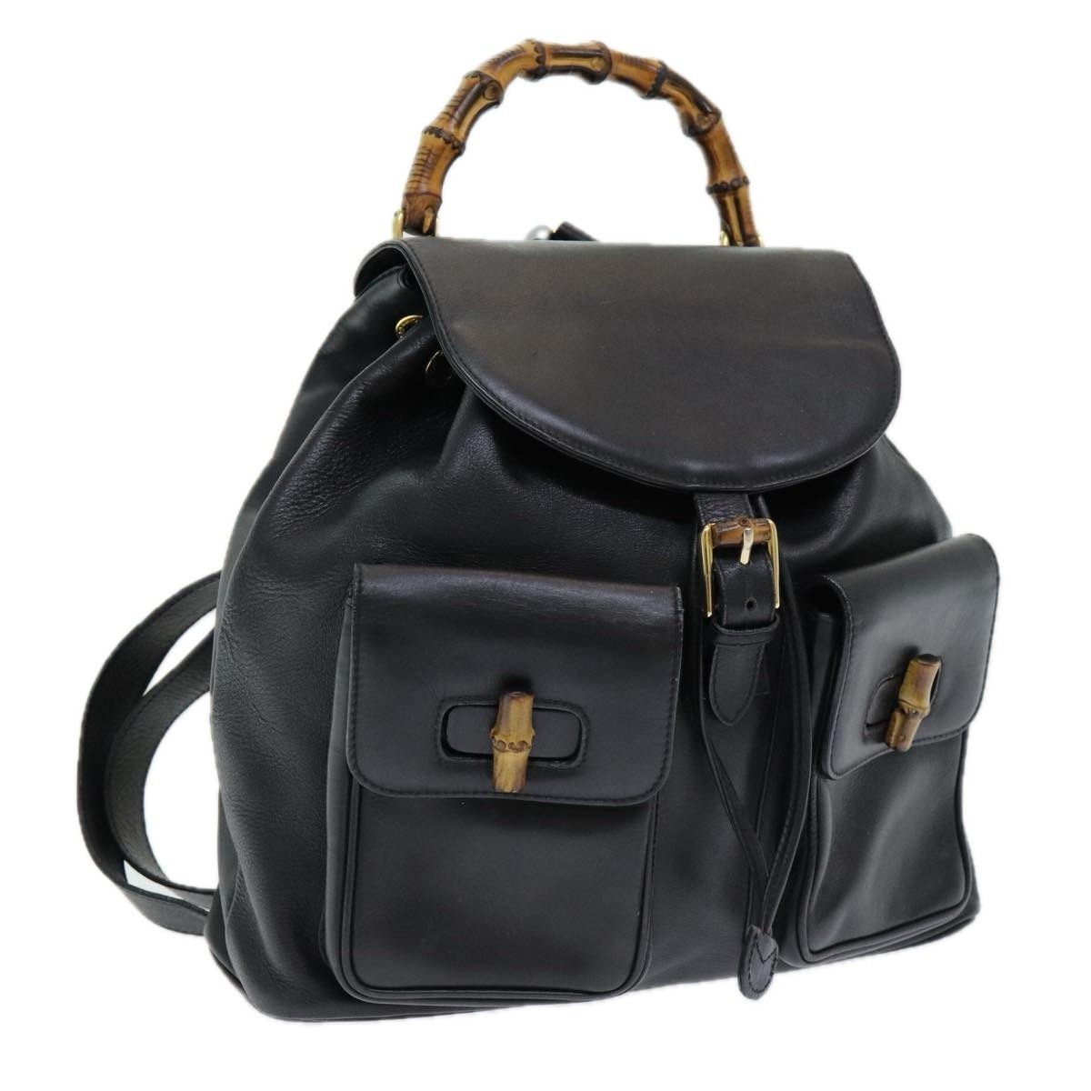 Gucci Gucci Vintage Bamboo Backpack Leather Size ONE SIZE - 16 Thumbnail