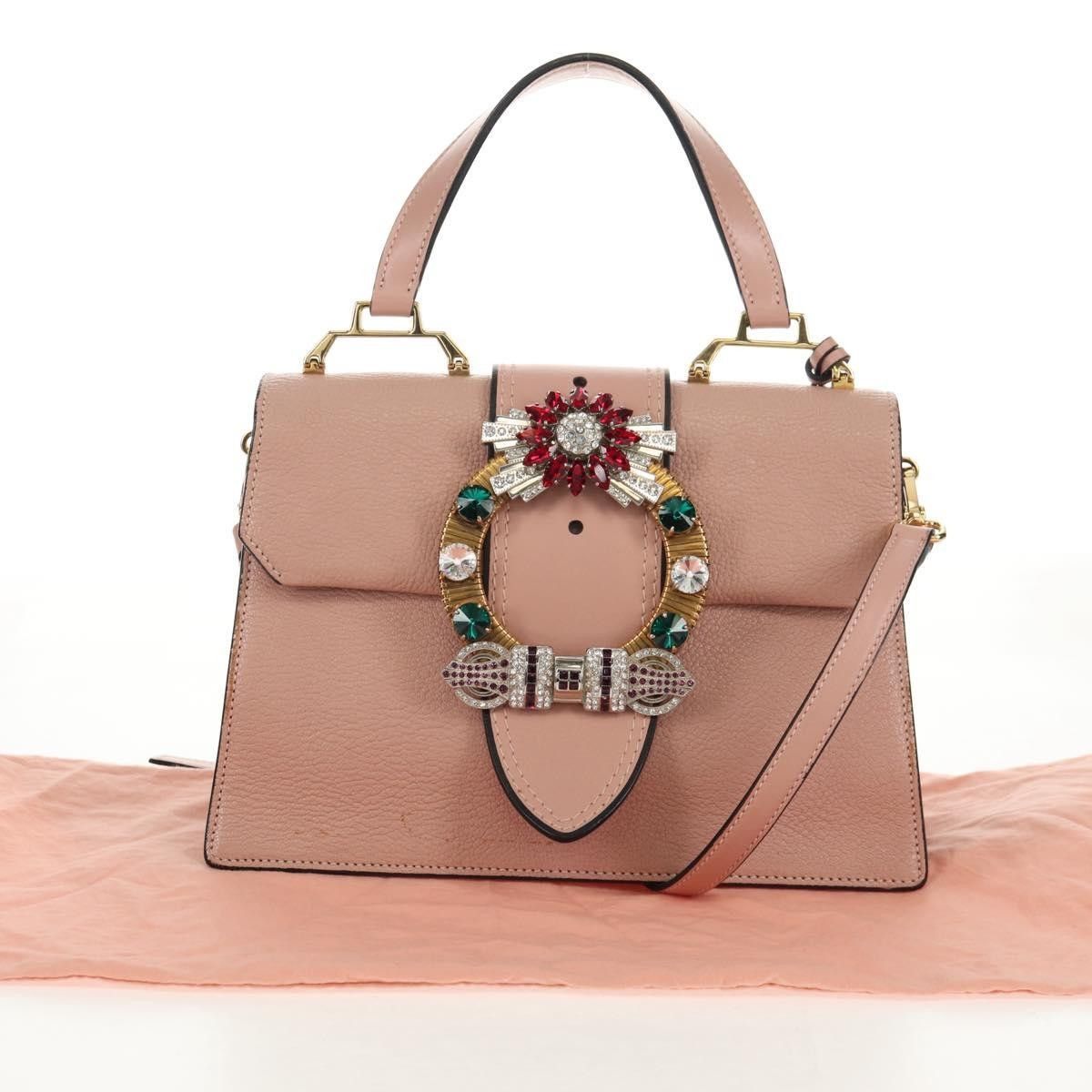 Miu Miu Miu Miu Madras Crystal Buckle Leather Size ONE SIZE - 14 Thumbnail
