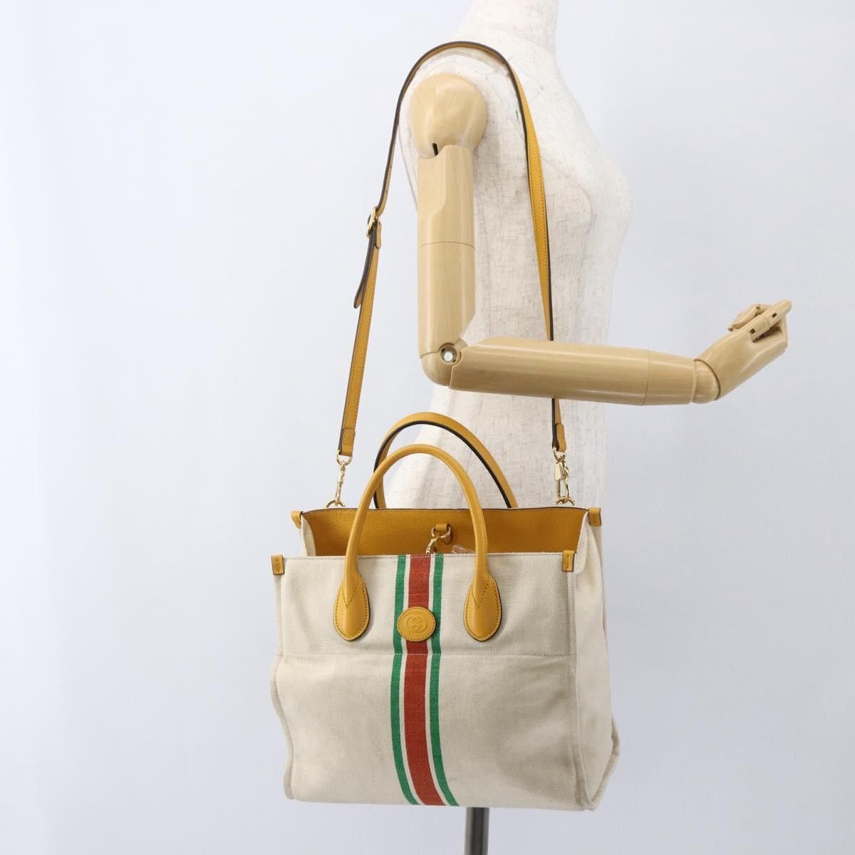 Gucci Gucci Foldable Web Tote Canvas with Leather Size ONE SIZE - 14 Thumbnail