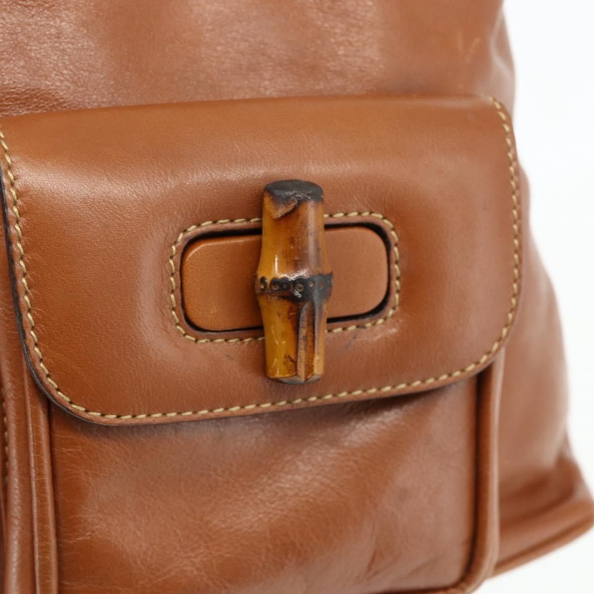 Gucci Gucci Vintage Bamboo Backpack Leather Size ONE SIZE - 13 Thumbnail