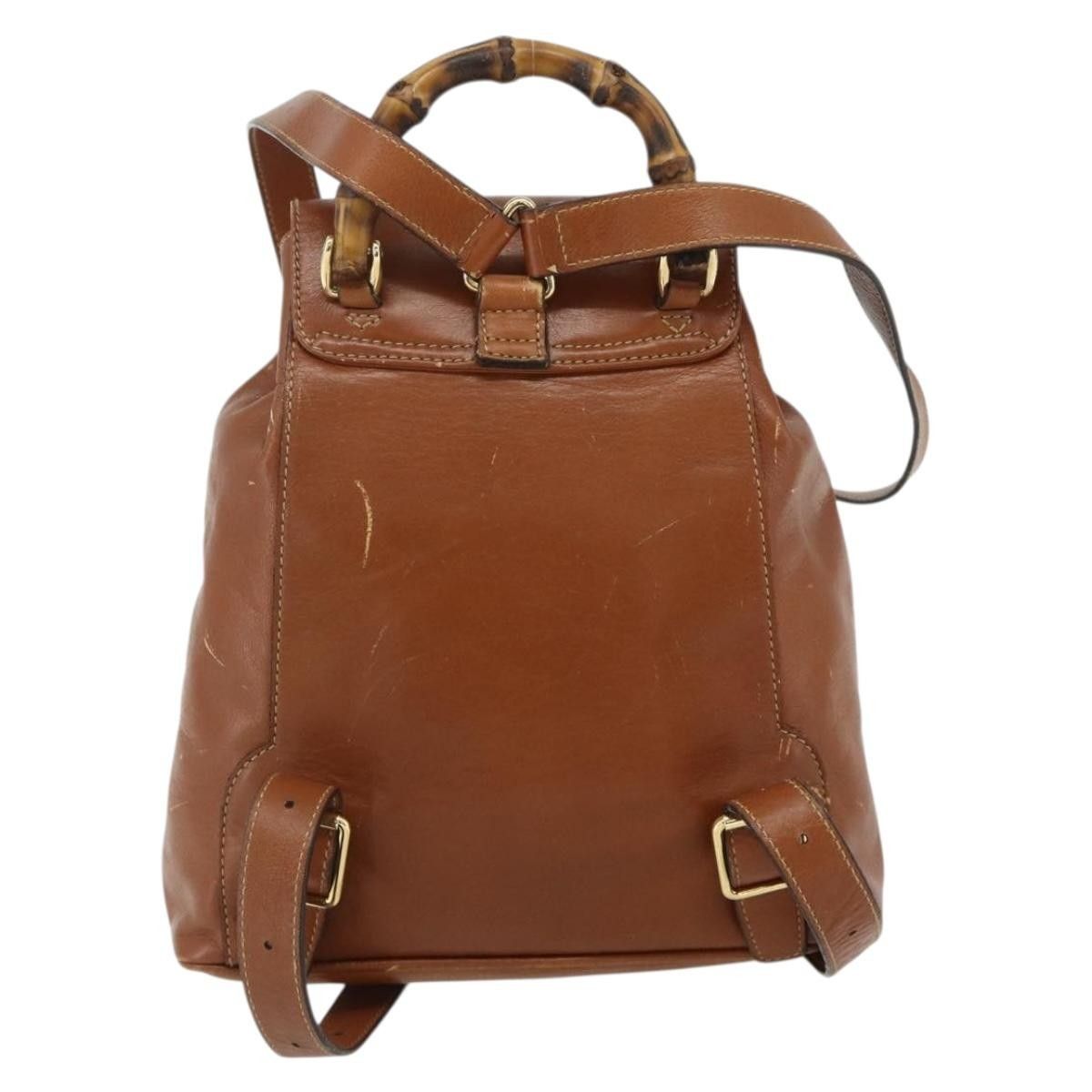 Gucci Gucci Vintage Bamboo Backpack Leather Size ONE SIZE - 2 Thumbnail