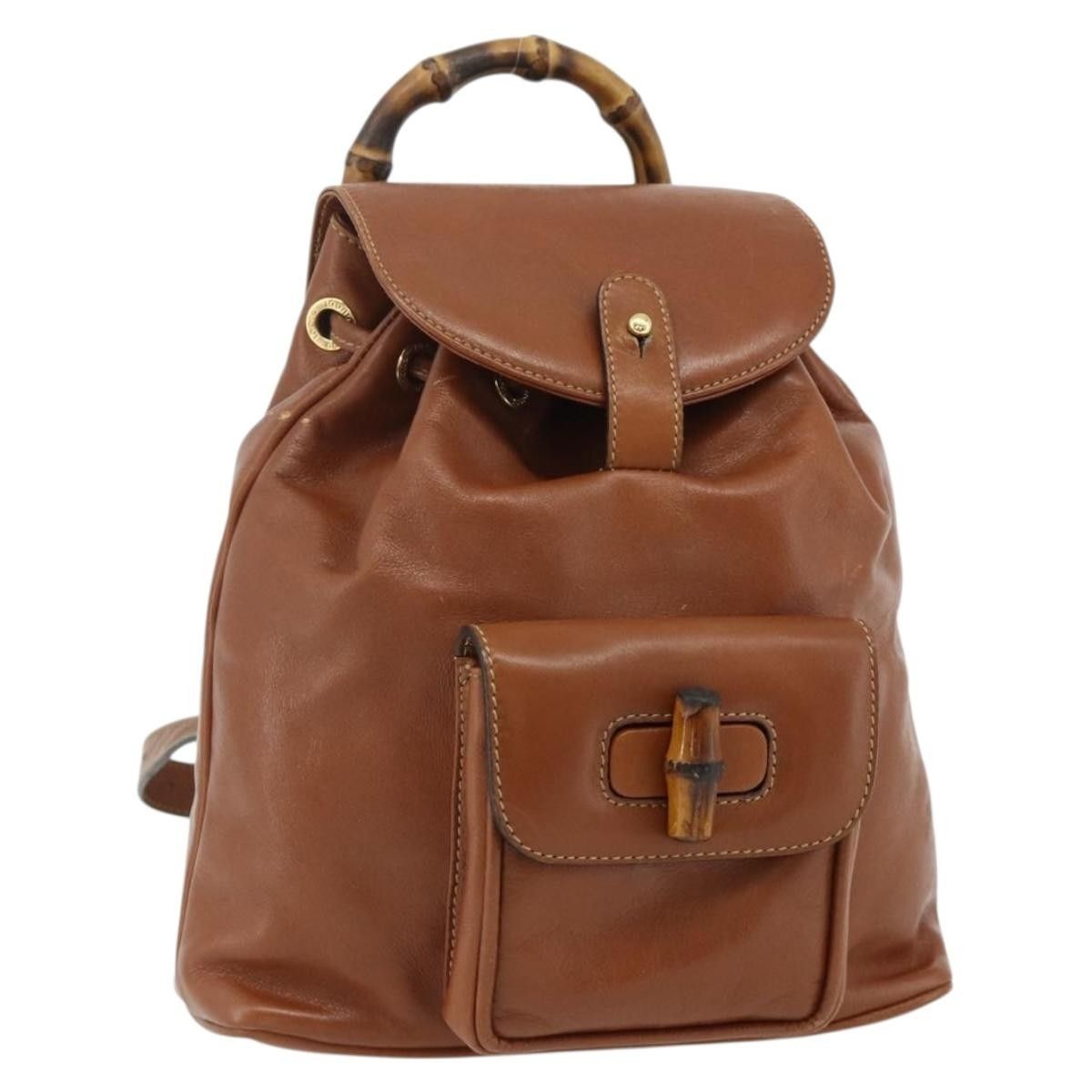 Gucci Gucci Vintage Bamboo Backpack Leather Size ONE SIZE - 14 Thumbnail